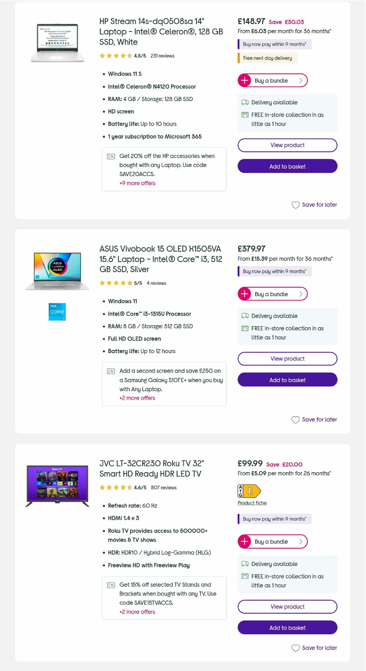 Currys Offers from 6 August