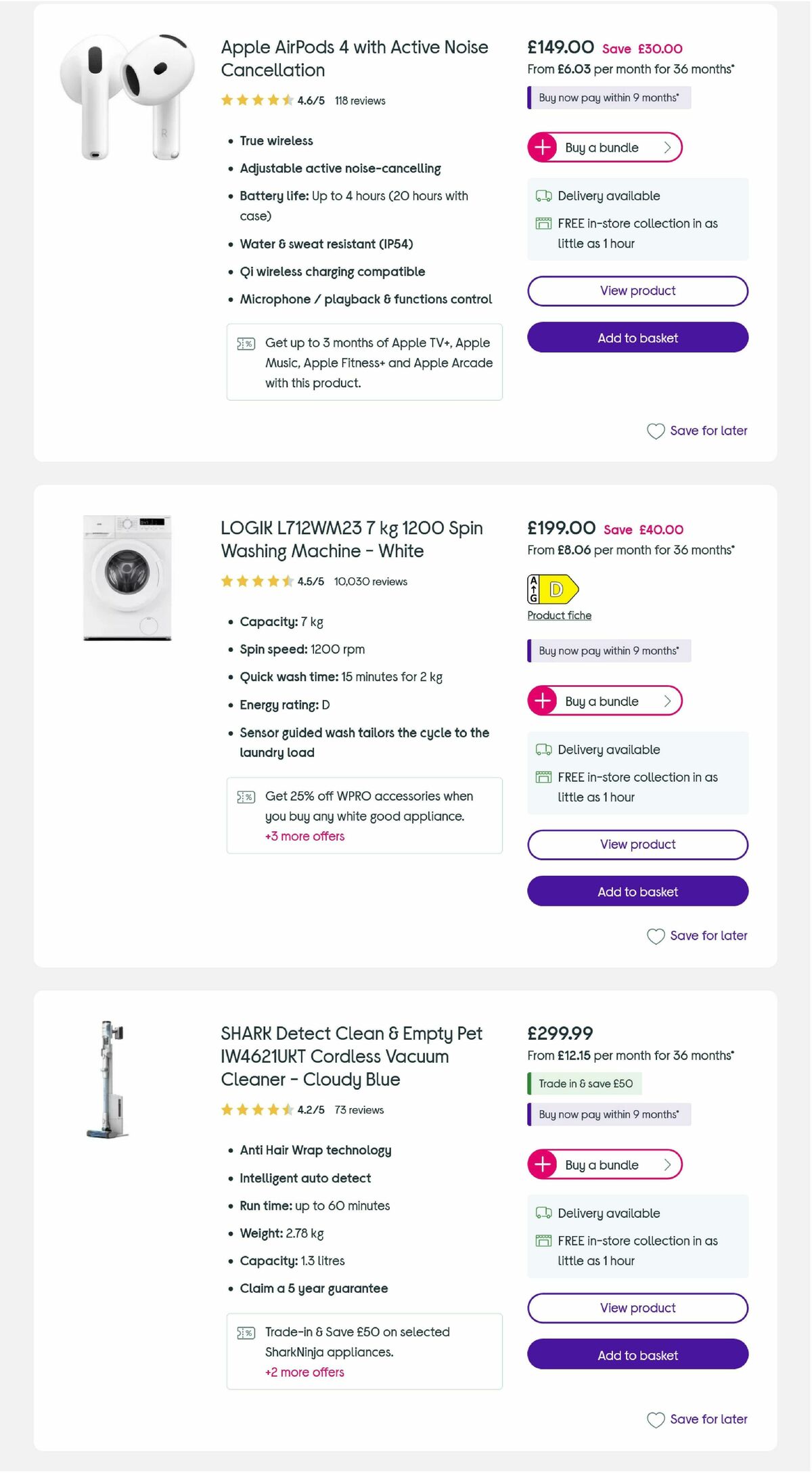 Currys Offers from 6 August