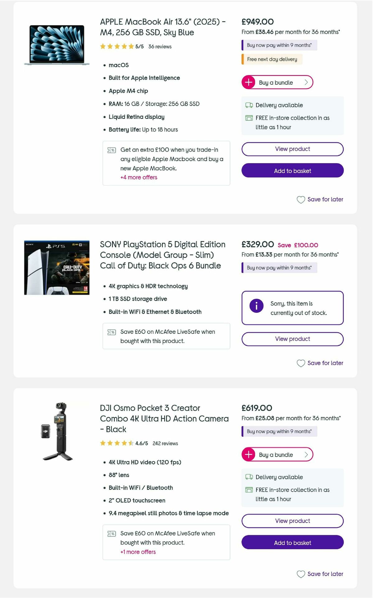 Currys Offers from 6 August