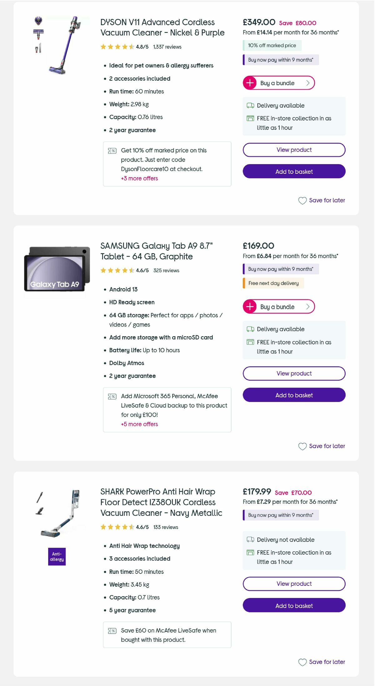 Currys Offers from 6 August