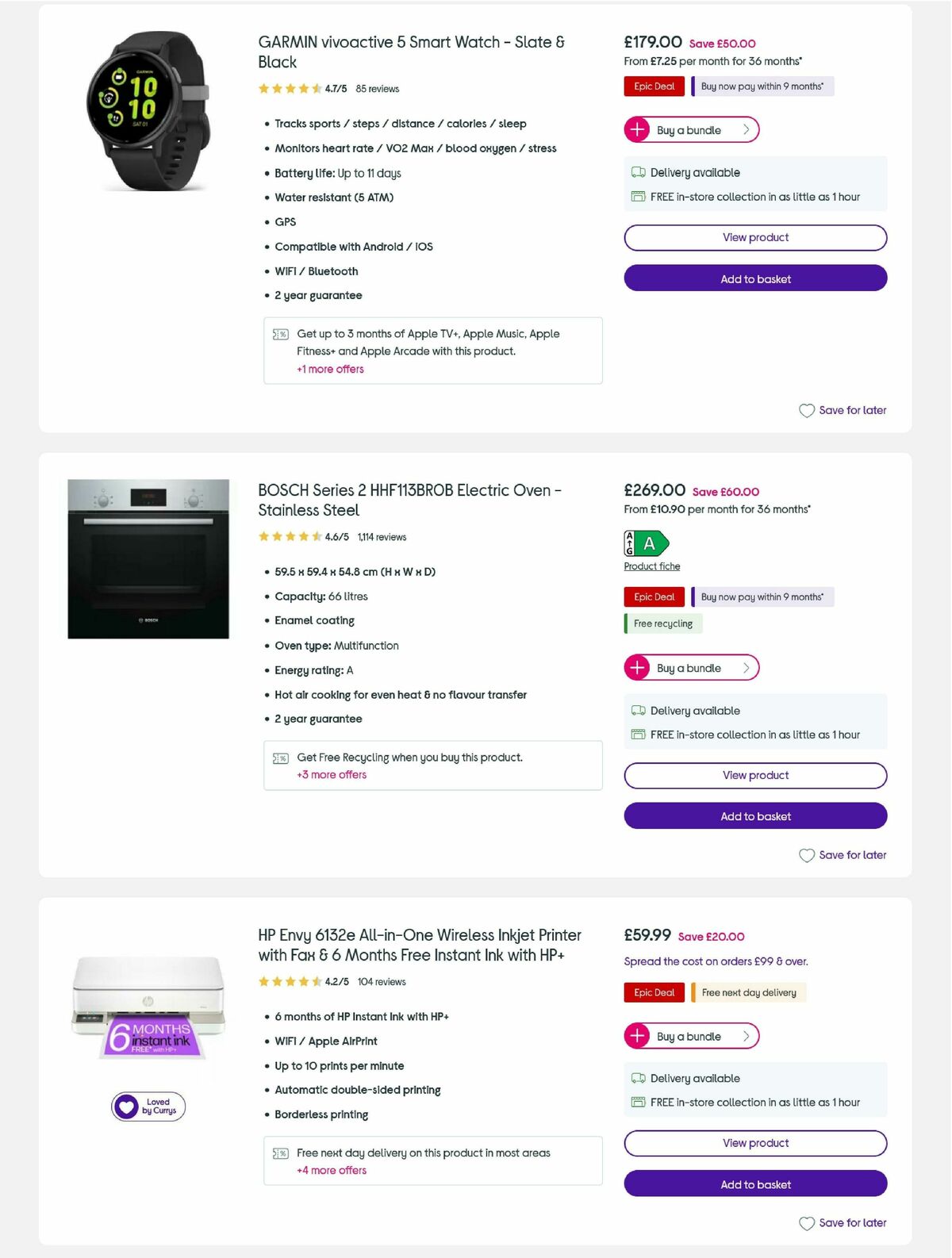 Currys Offers from 25 August