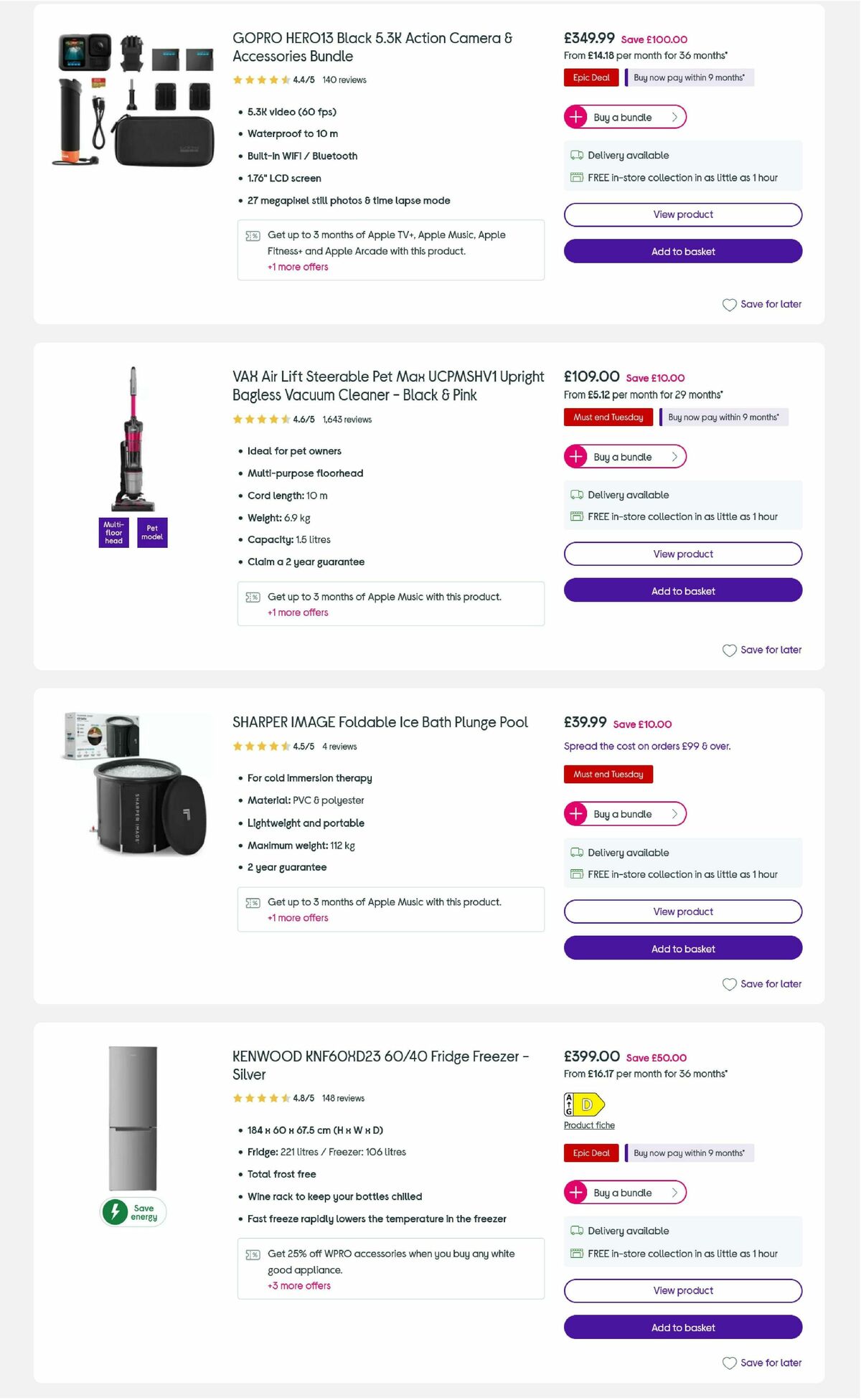 Currys Offers from 25 August