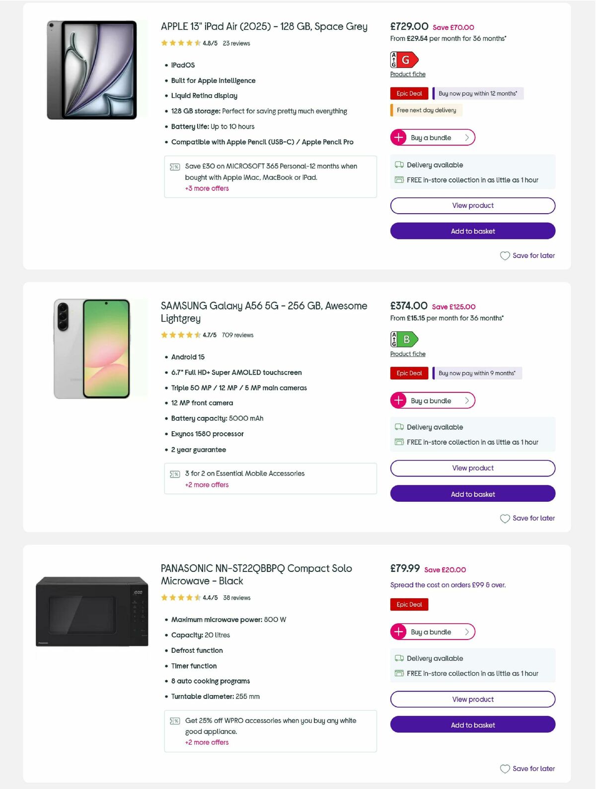 Currys Offers from 25 August