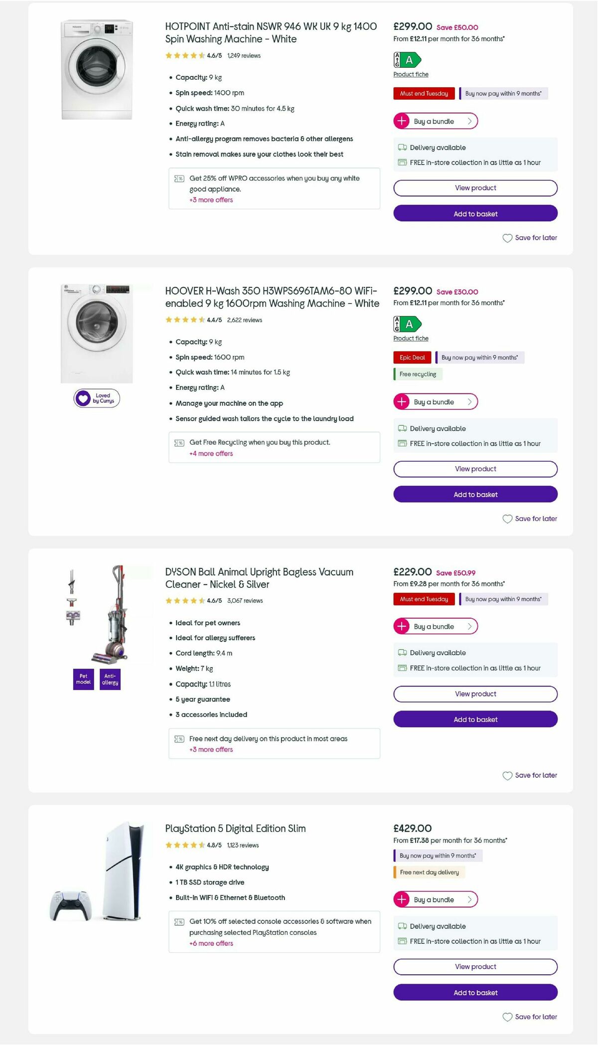 Currys Offers from 25 August