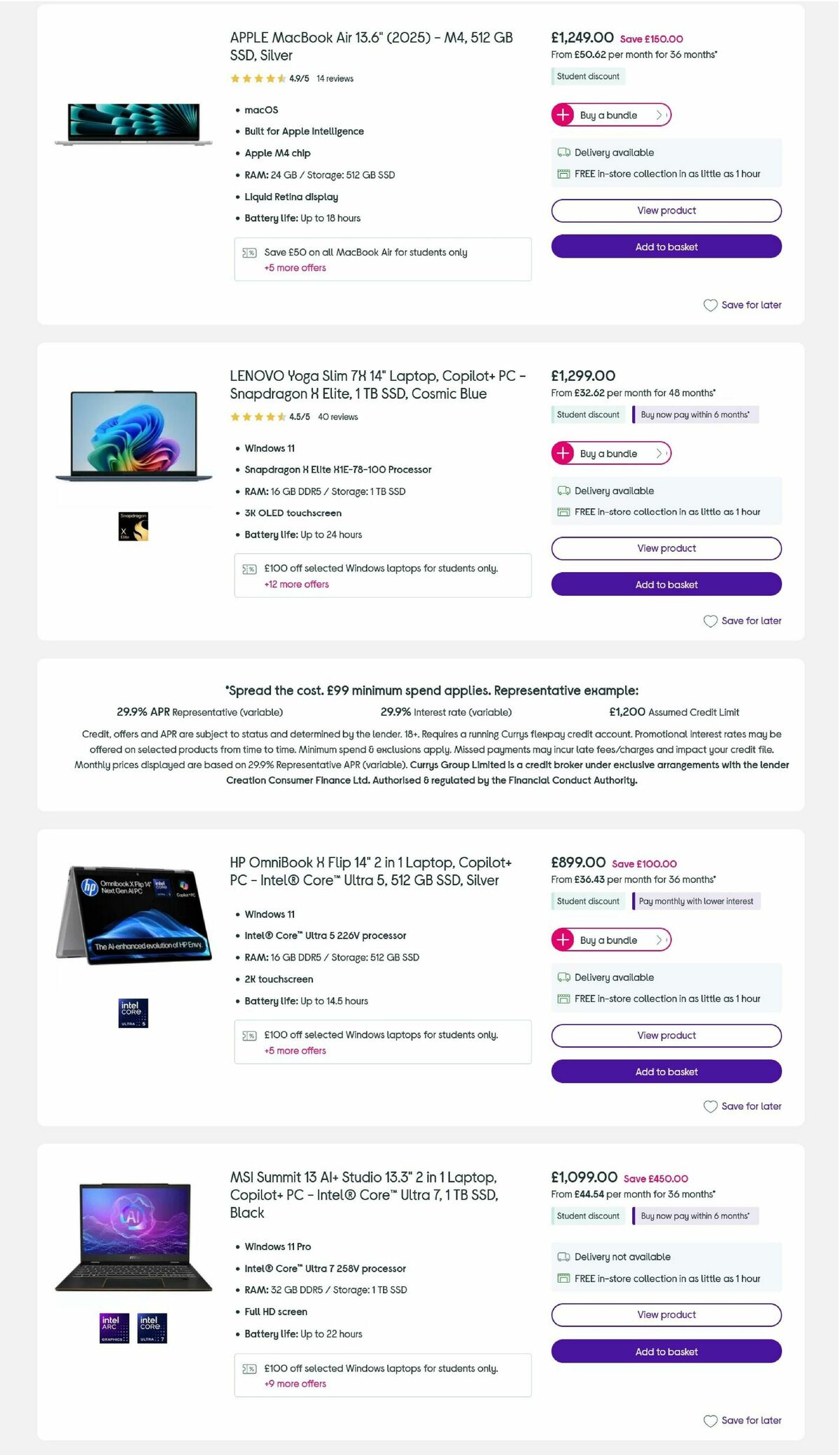 Currys Offers from 3 September