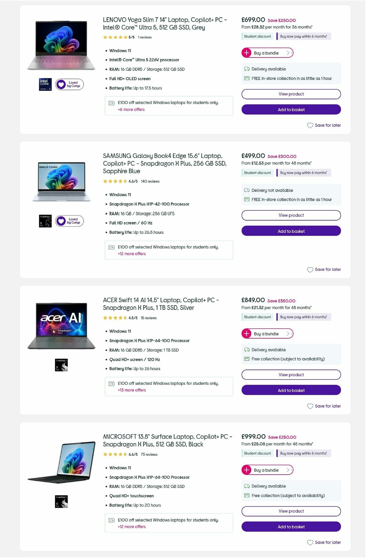 Currys Offers from 3 September