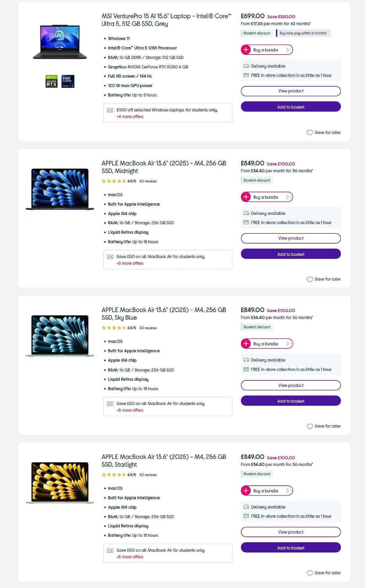 Currys Offers from 3 September