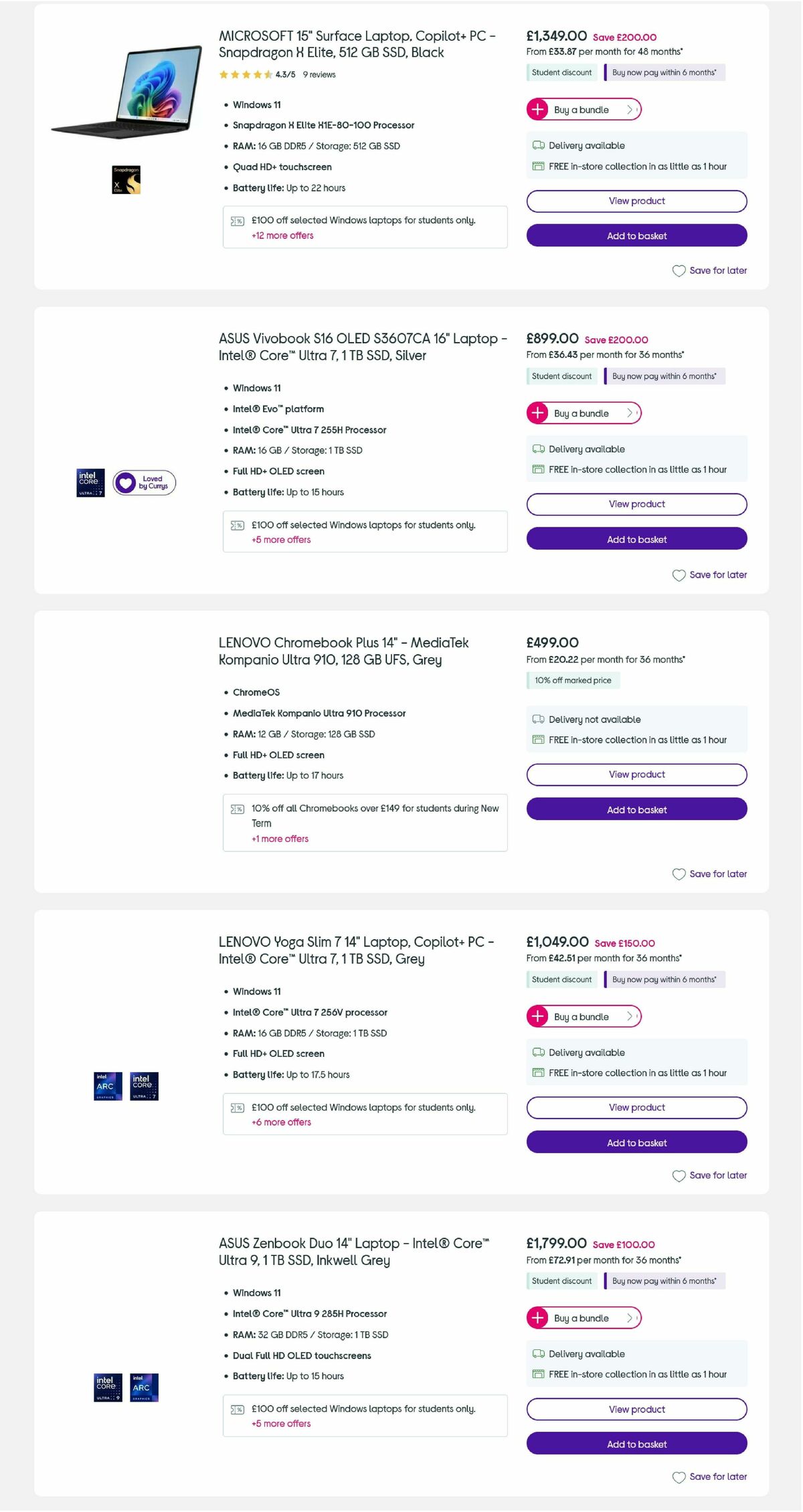 Currys Offers from 3 September