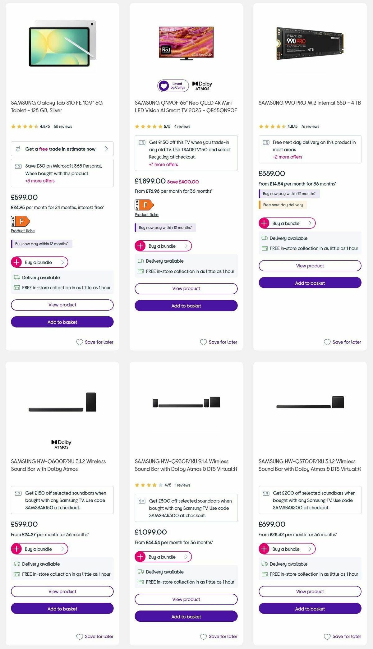 Currys Offers from 18 September