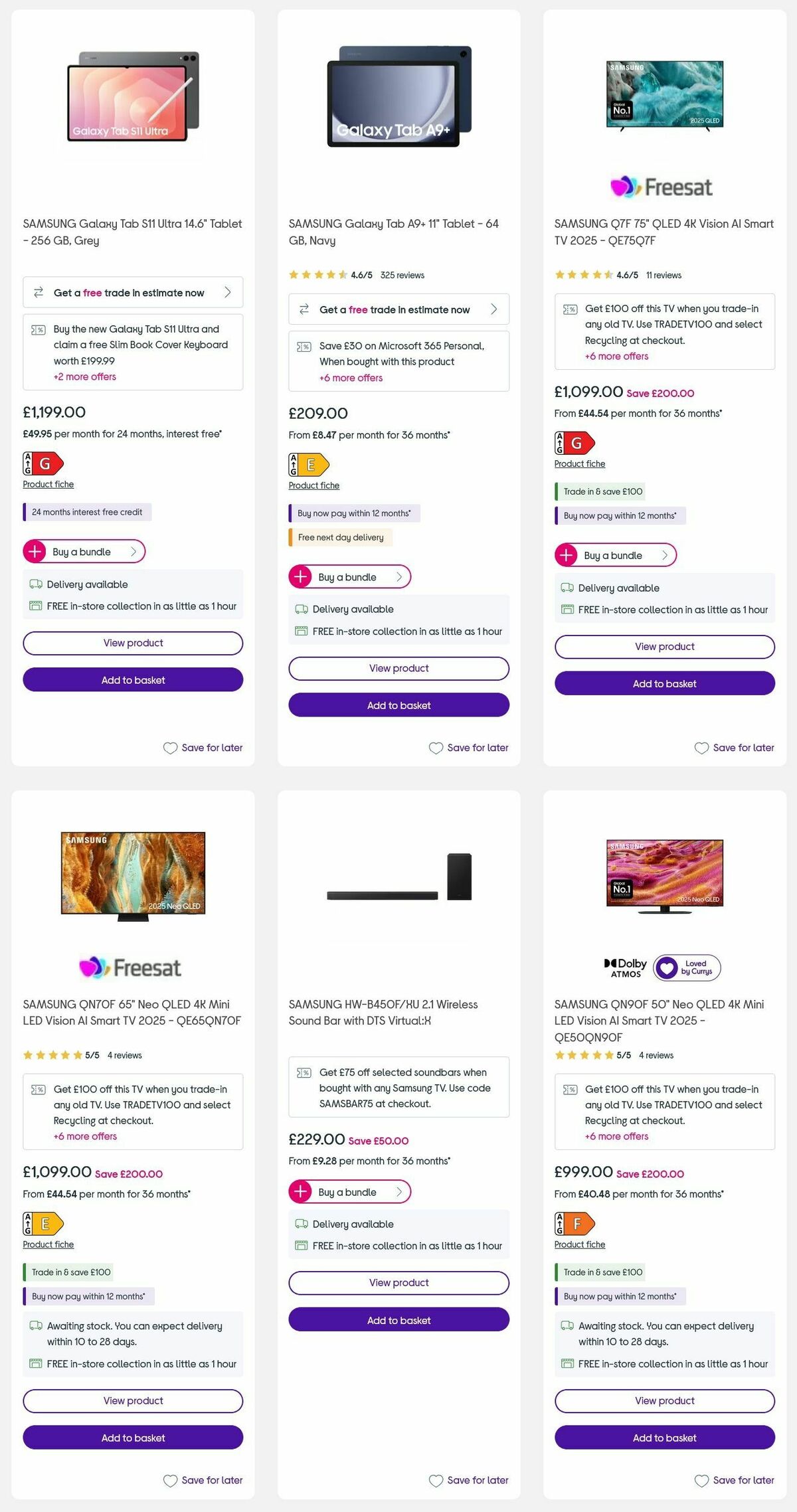 Currys Offers from 18 September