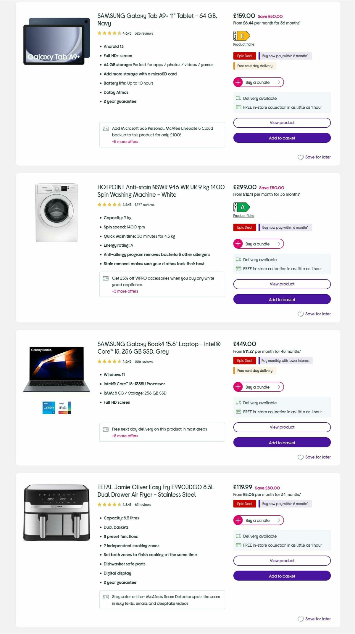 Currys Offers from 2 October