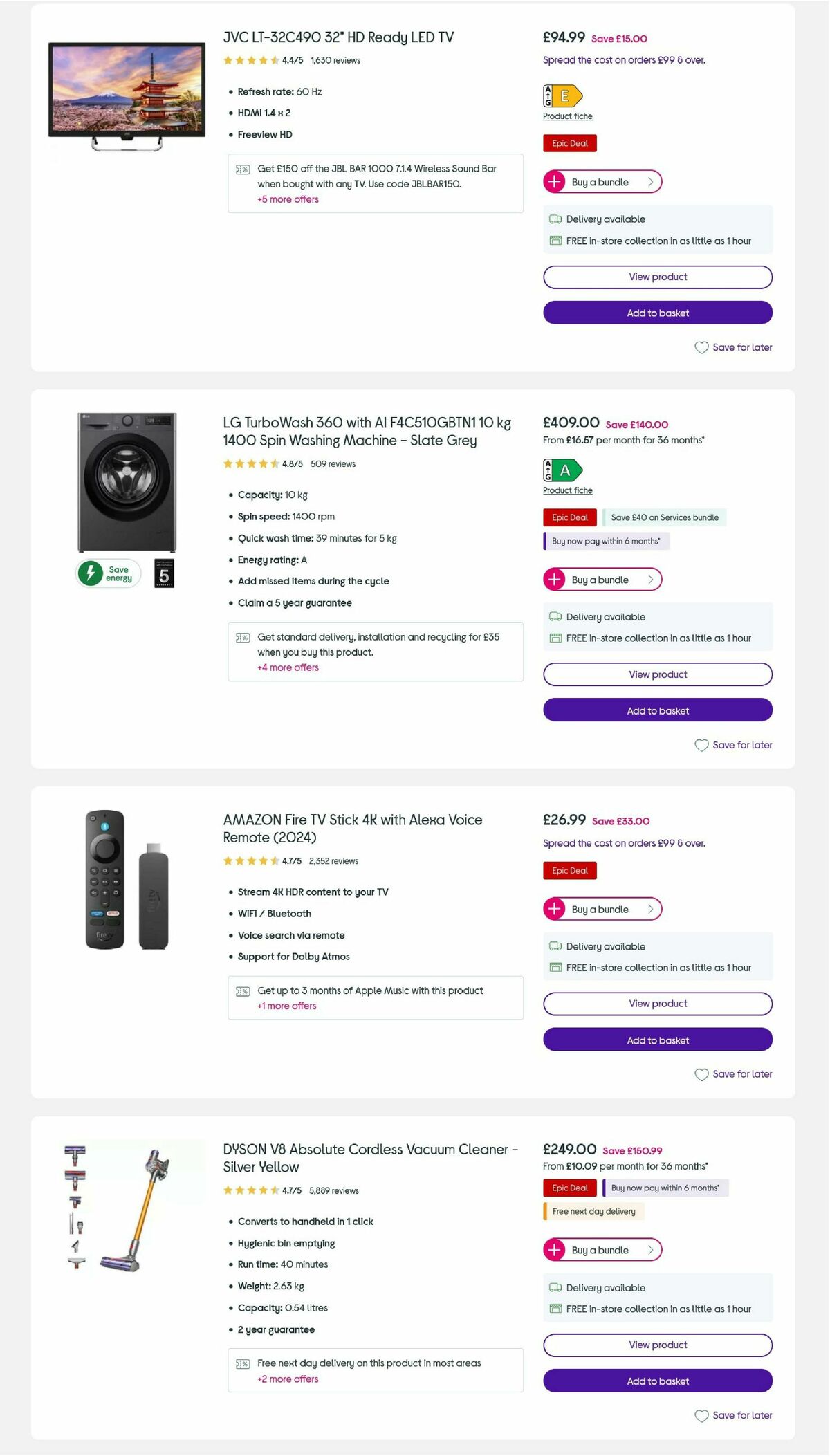 Currys Offers from 2 October