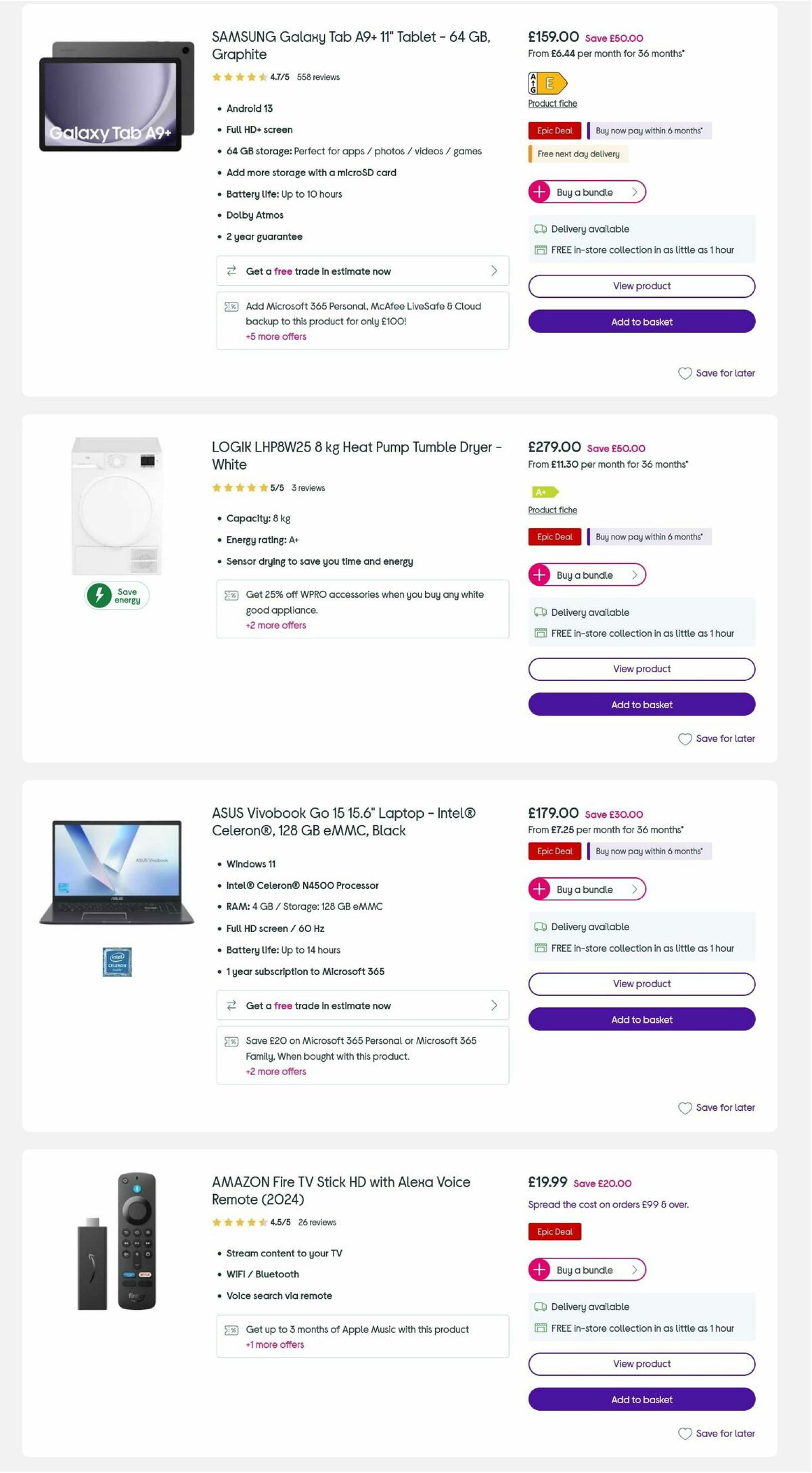 Currys Offers from 2 October