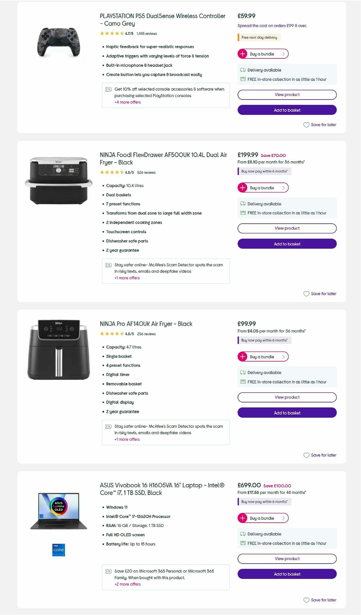 Currys Offers from 23 October