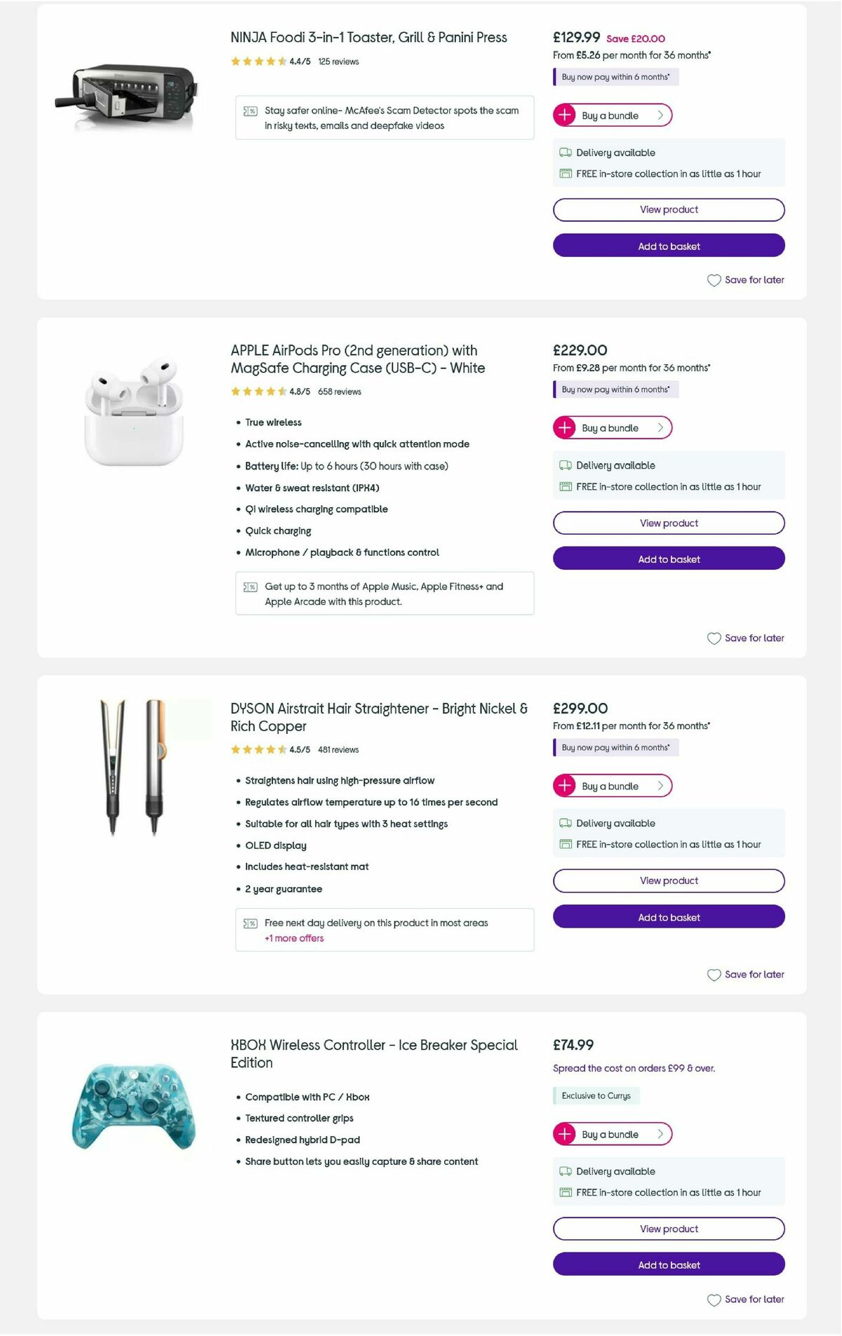 Currys Offers from 23 October