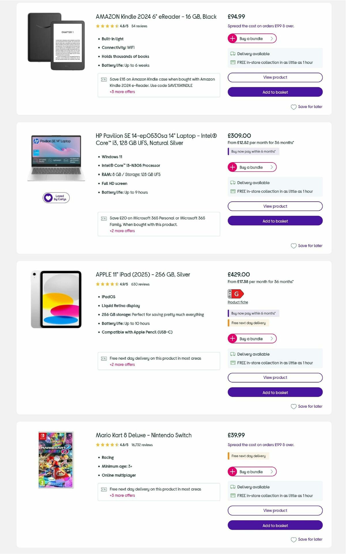 Currys Offers from 23 October