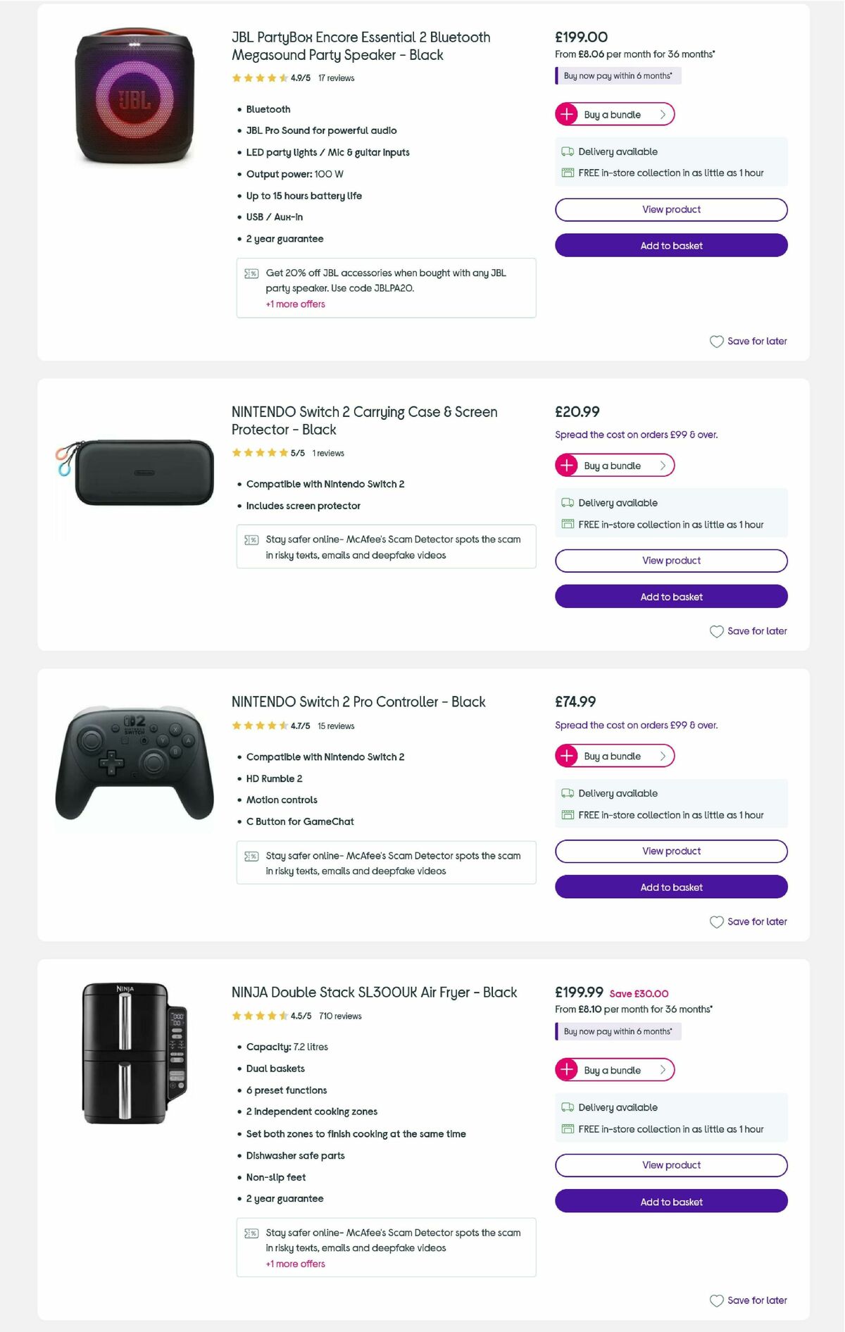 Currys Offers from 23 October