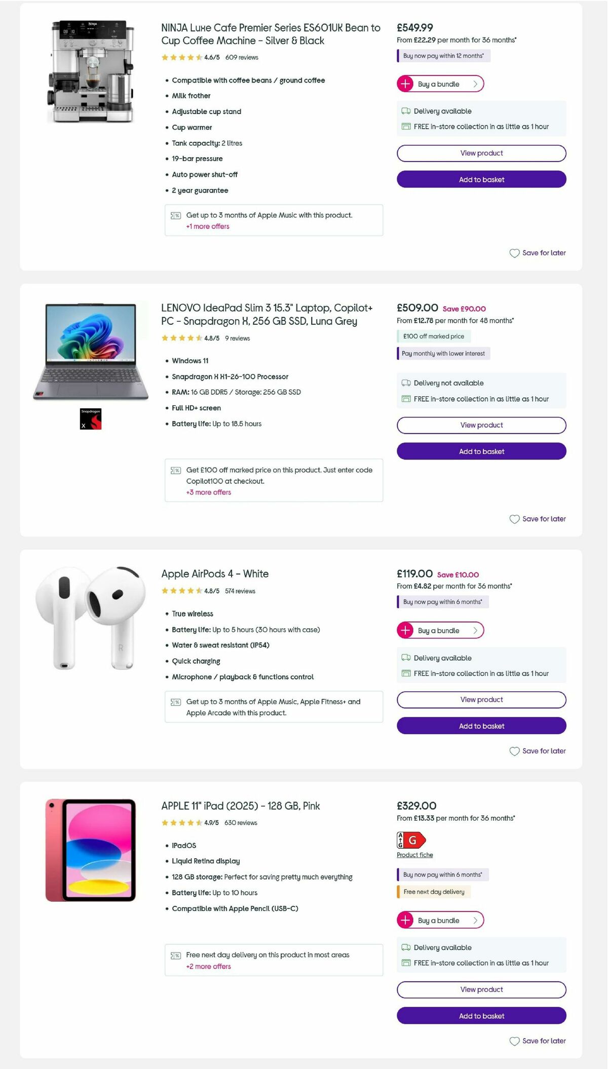 Currys Offers from 23 October