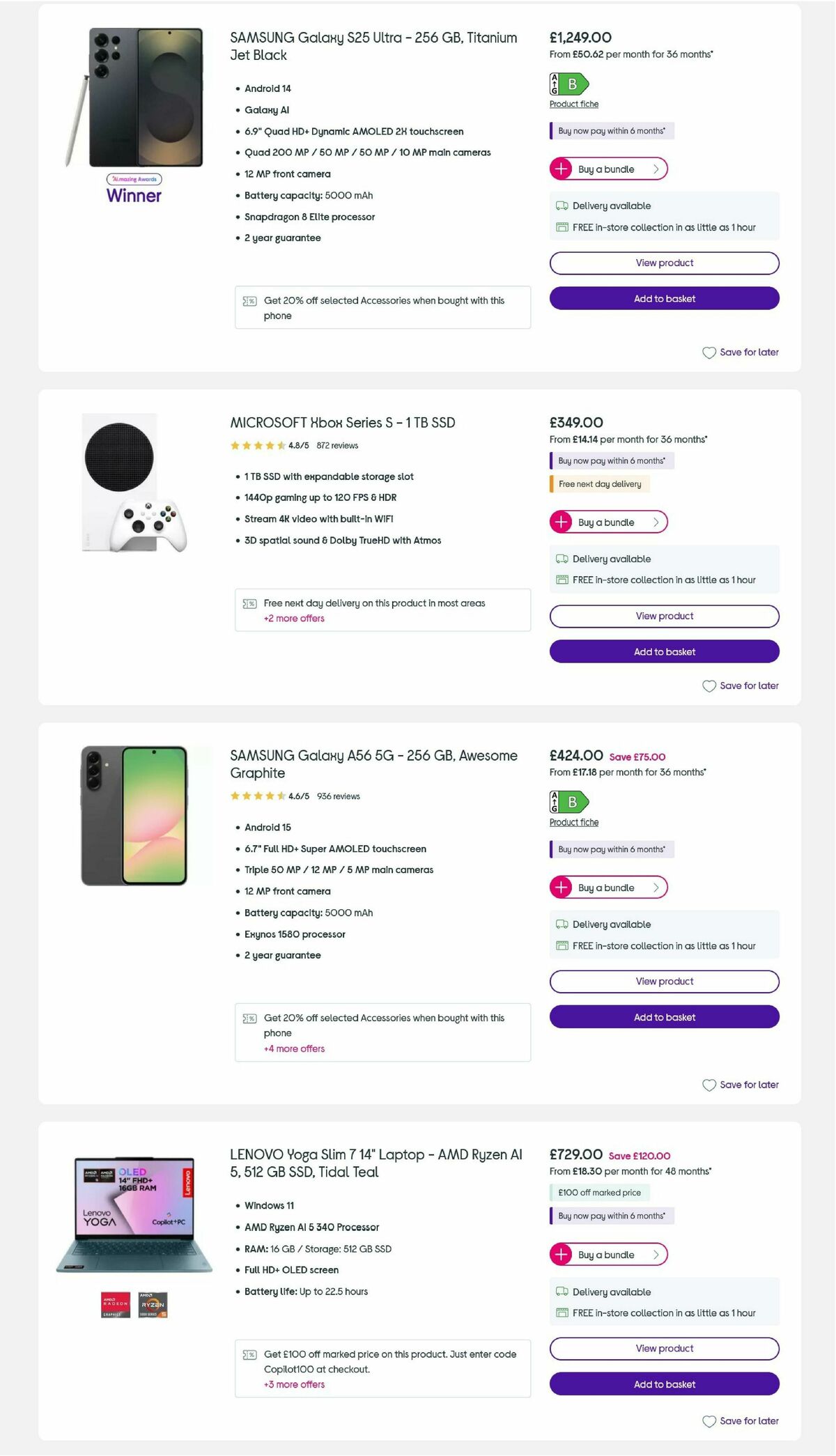 Currys Offers from 23 October