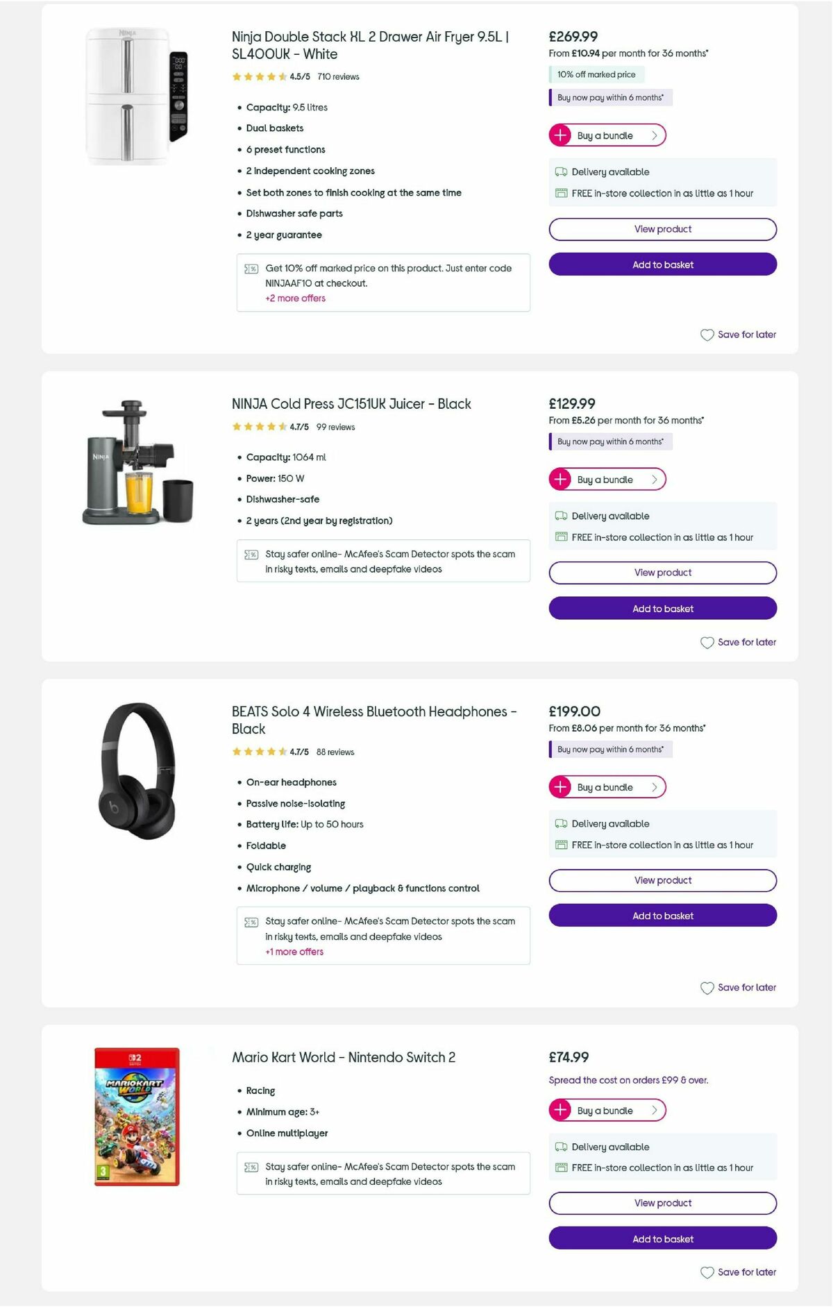 Currys Offers from 23 October