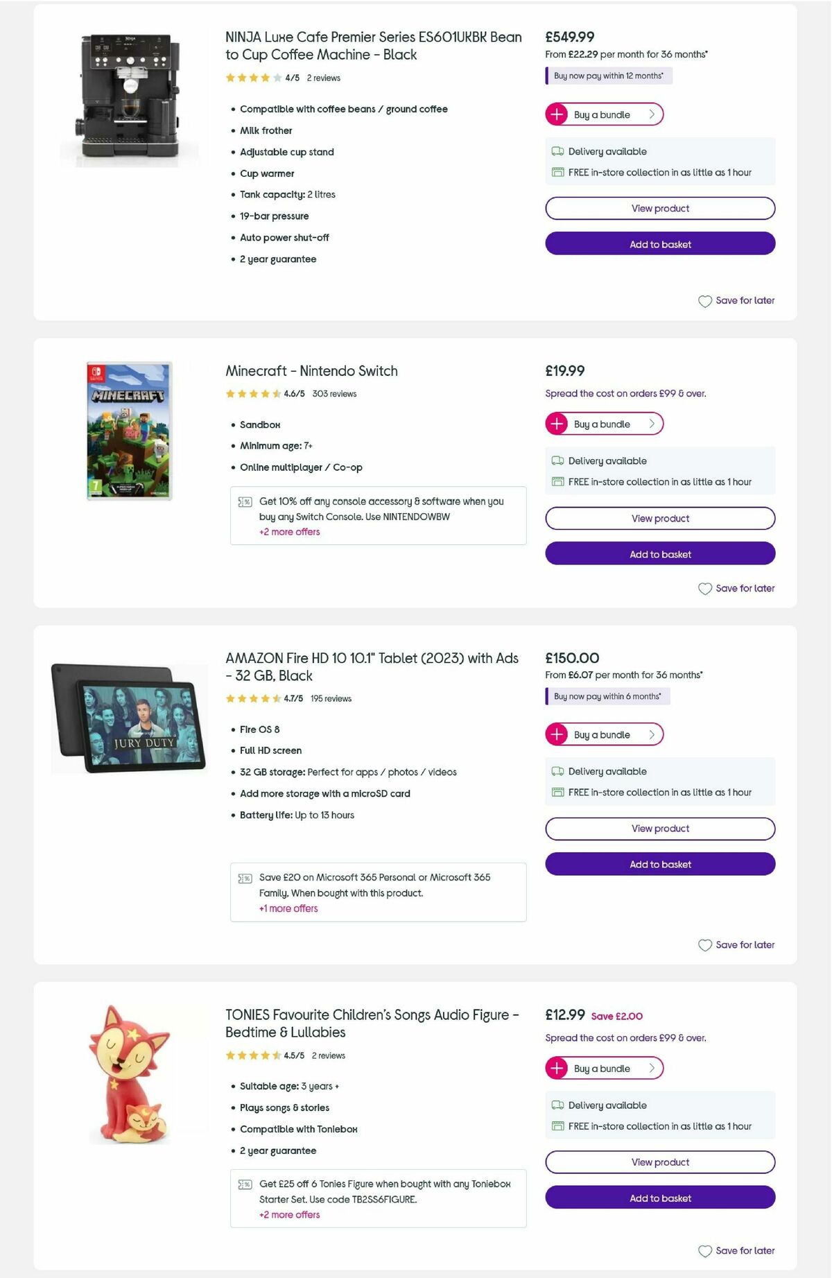 Currys Offers from 23 October