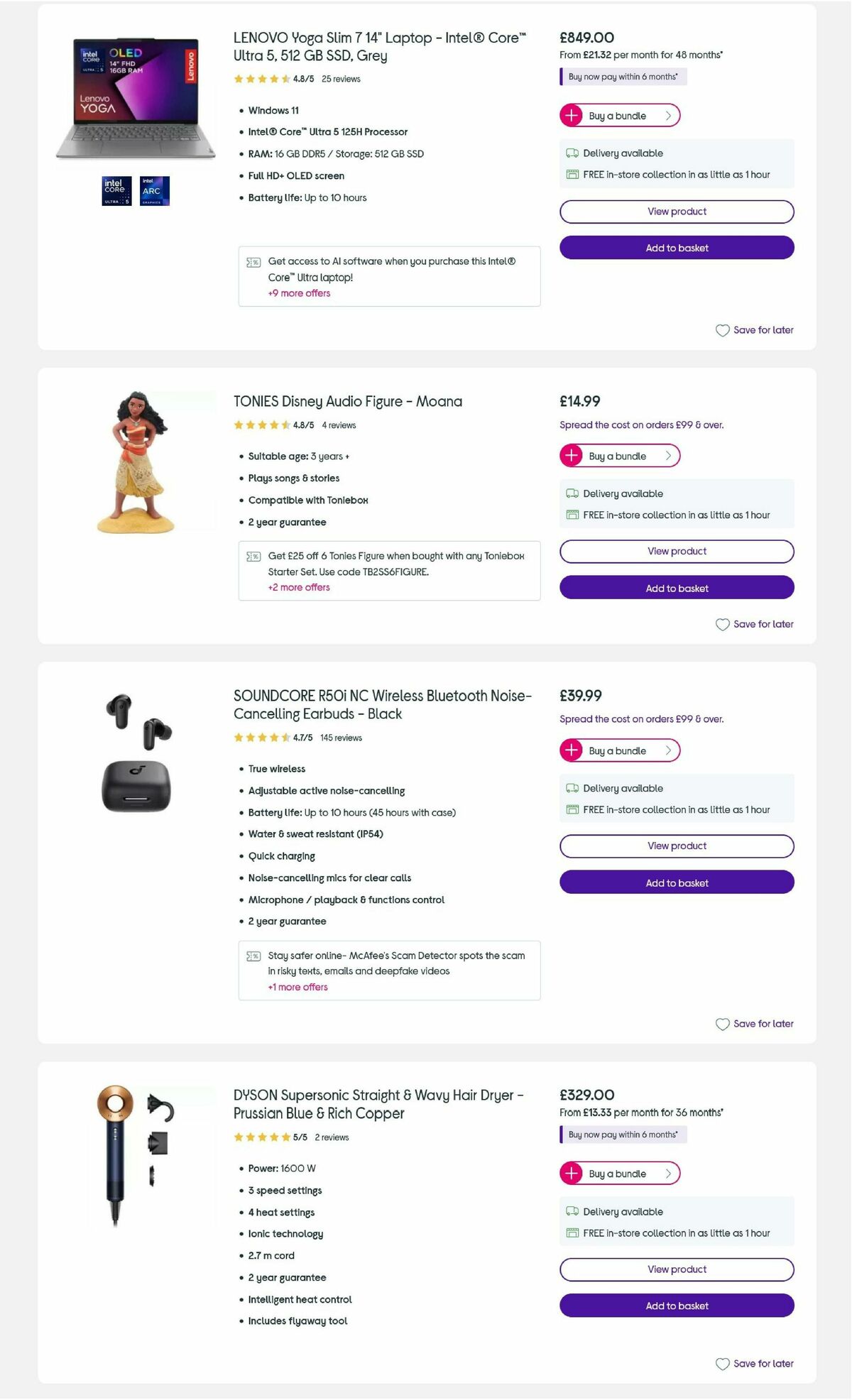 Currys Offers from 23 October