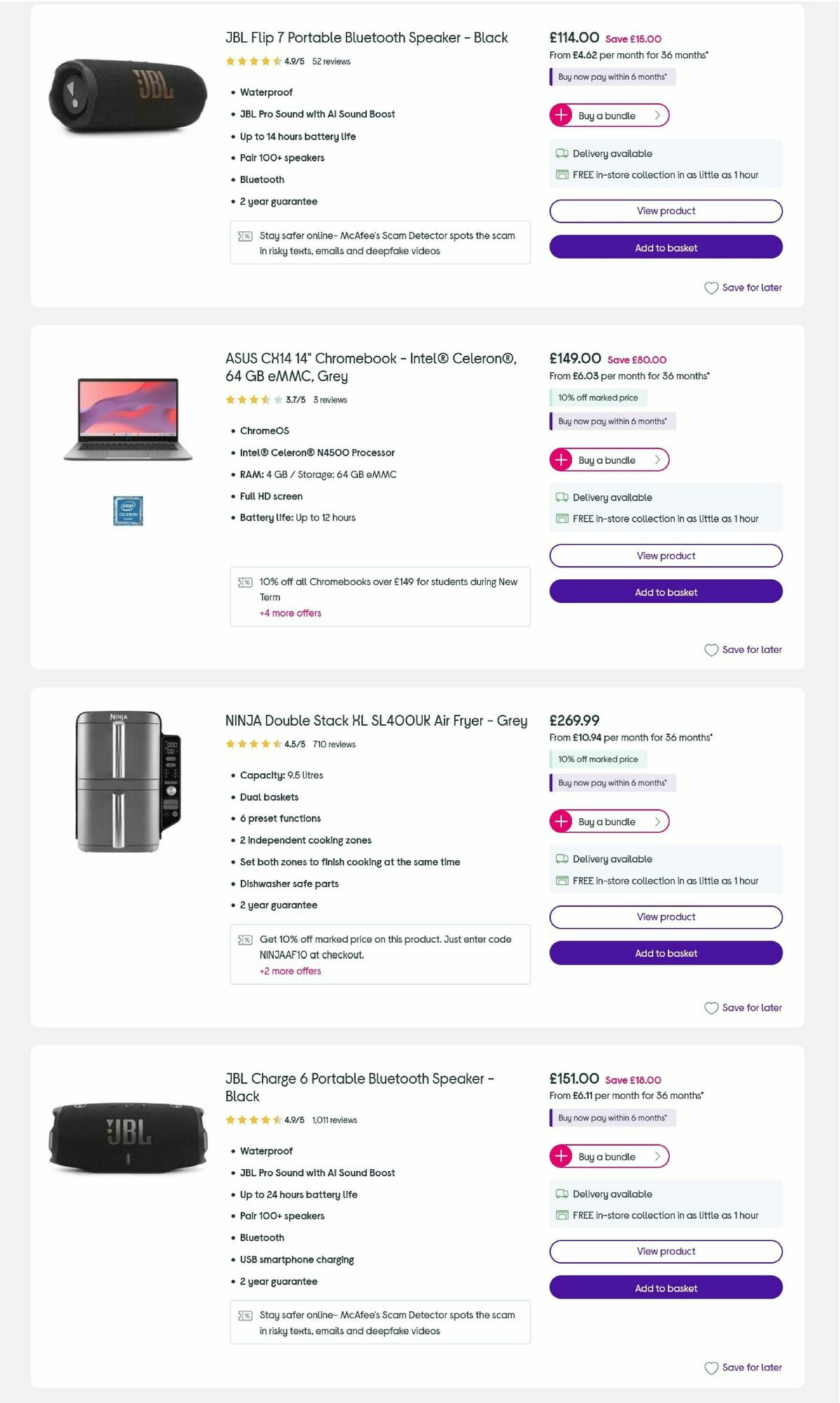 Currys Offers from 23 October