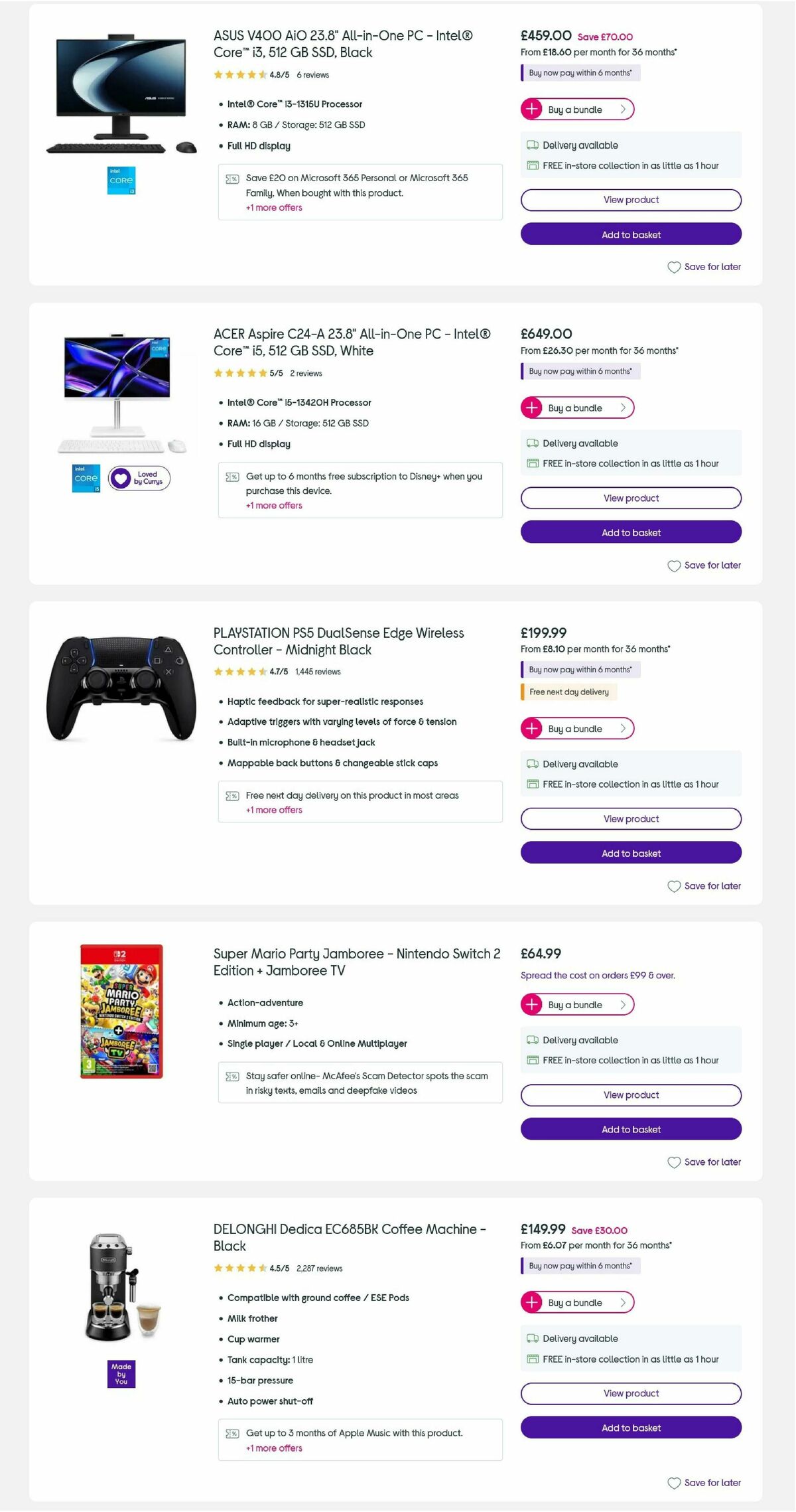 Currys Offers from 23 October