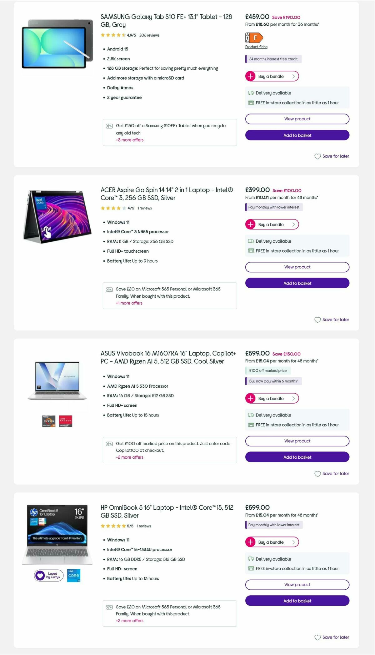 Currys Offers from 23 October