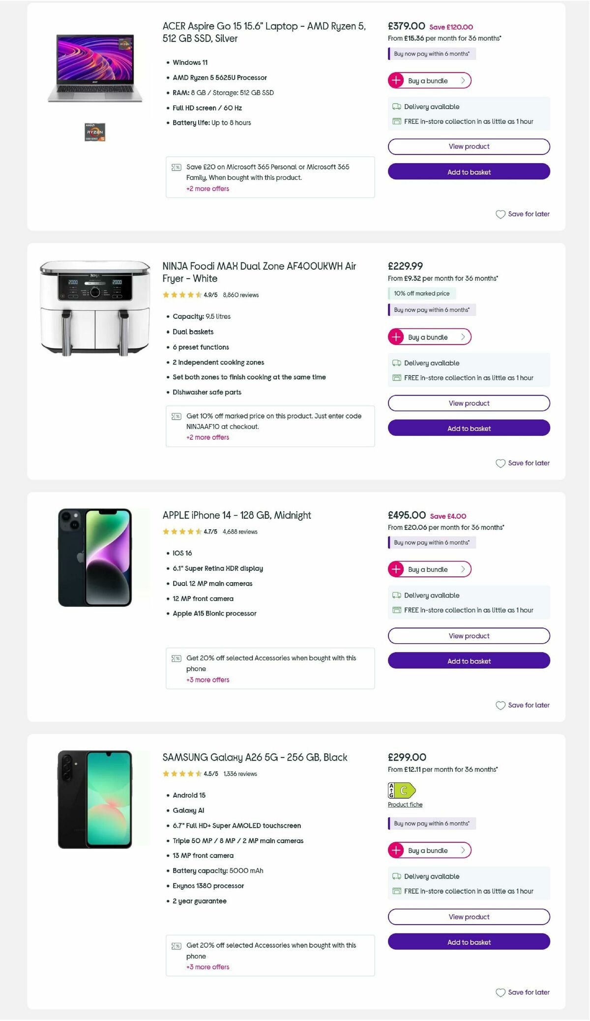 Currys Offers from 23 October