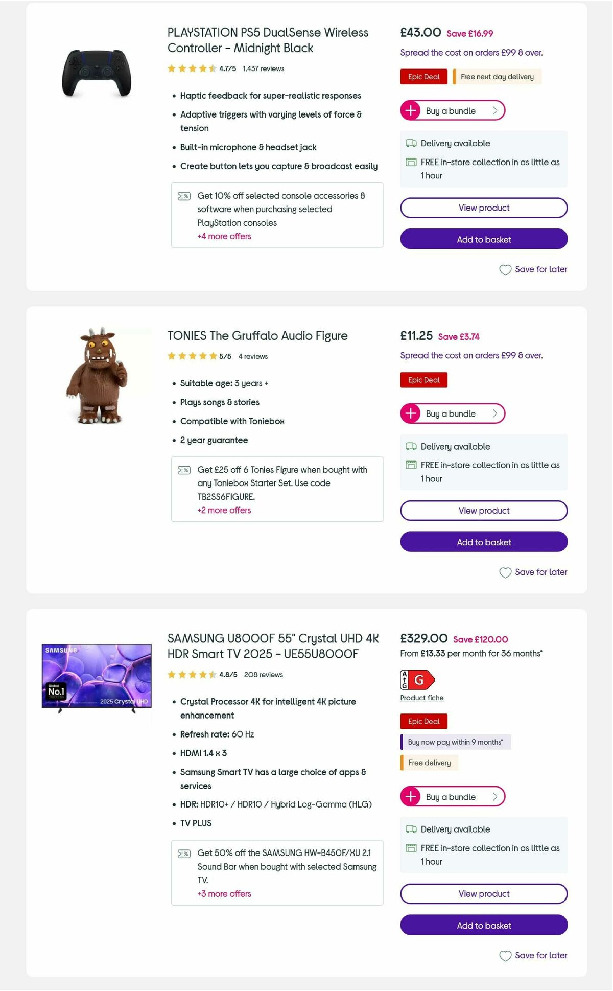 Currys Offers from 24 November