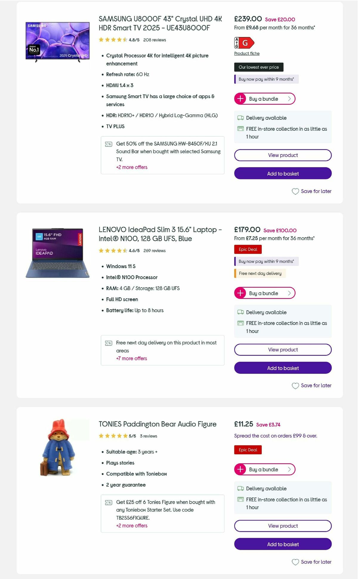 Currys Offers from 24 November