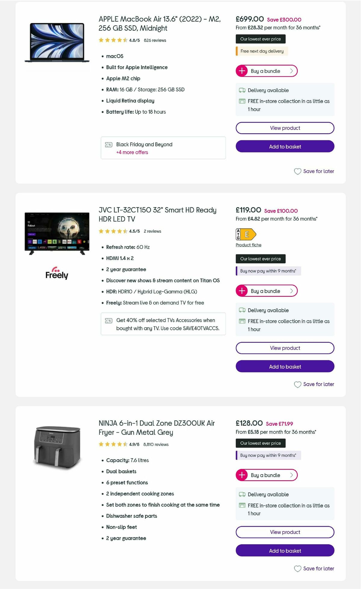 Currys Offers from 24 November