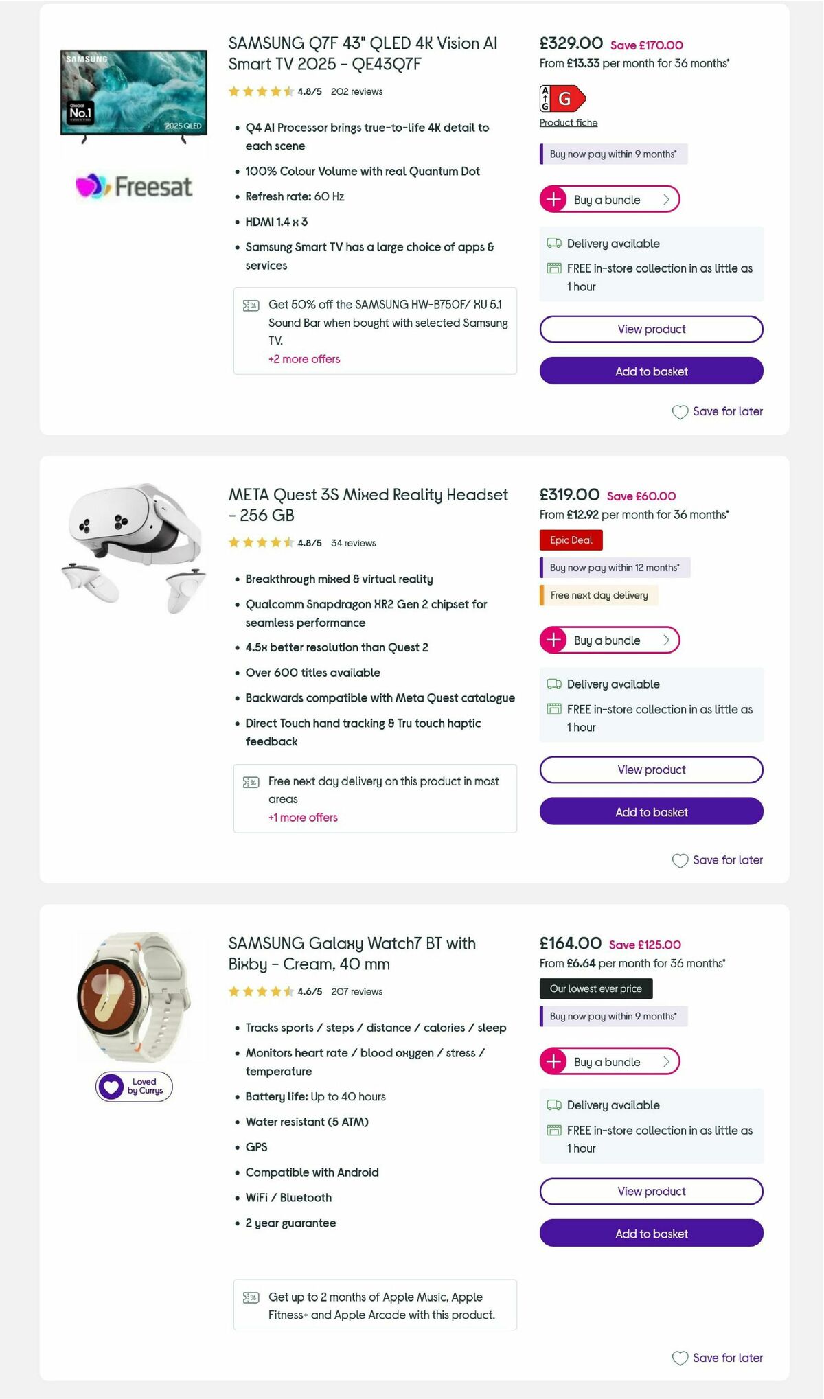 Currys Offers from 24 November