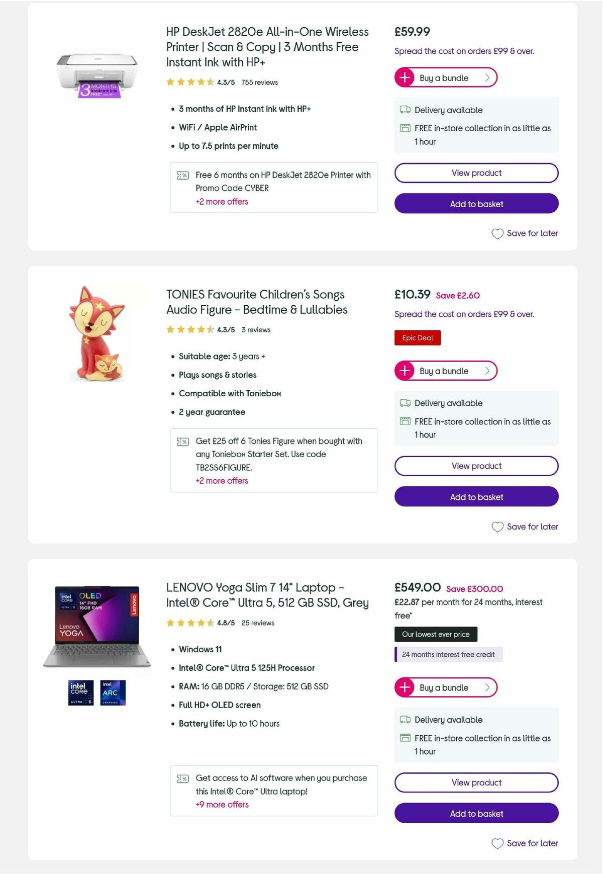 Currys Offers from 24 November