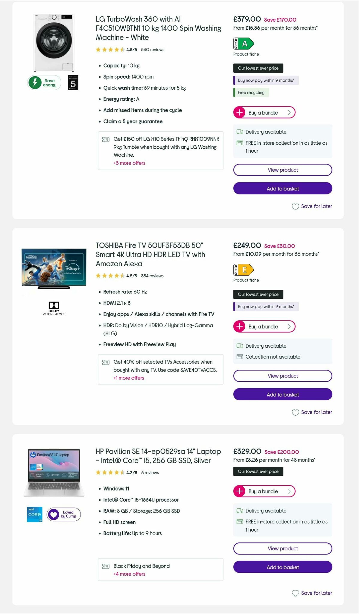 Currys Offers from 24 November