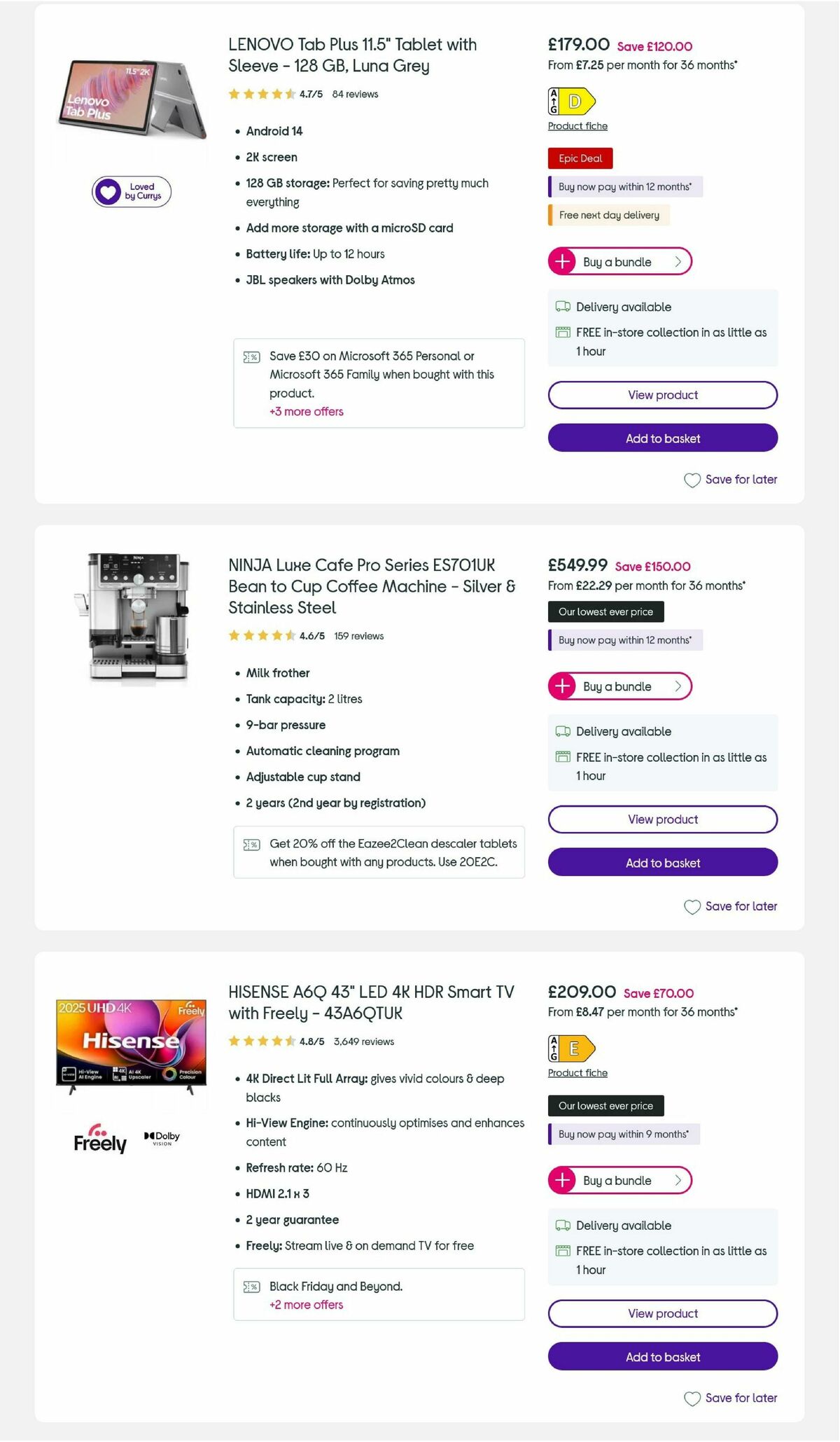Currys Offers from 24 November