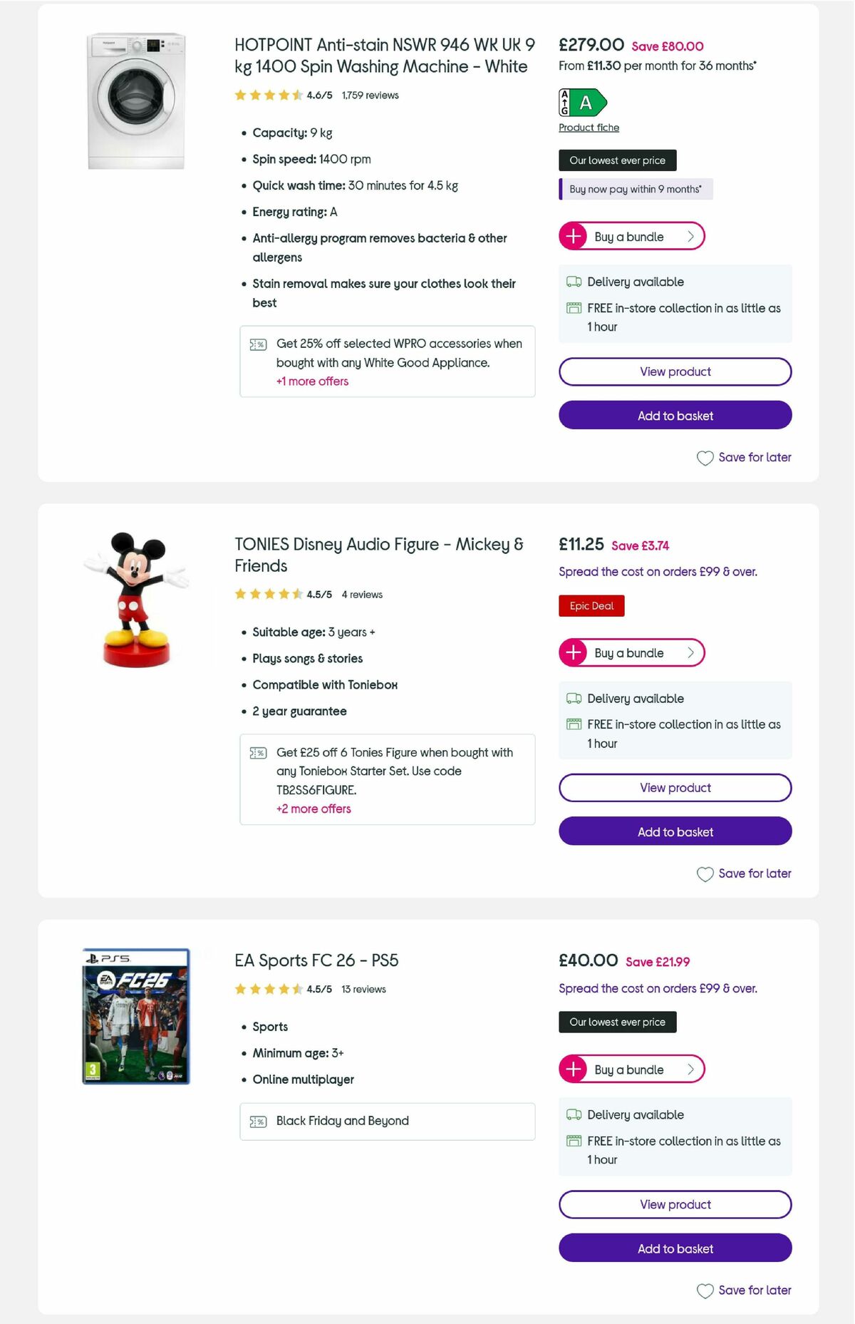 Currys Offers from 24 November