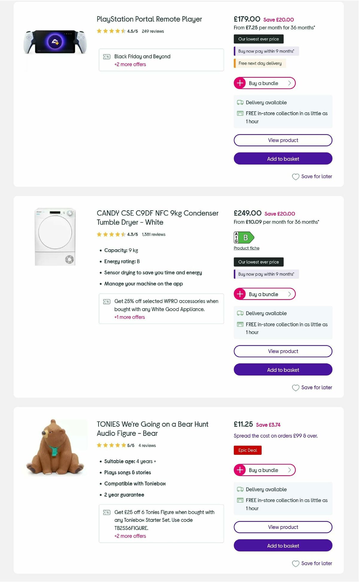 Currys Offers from 24 November