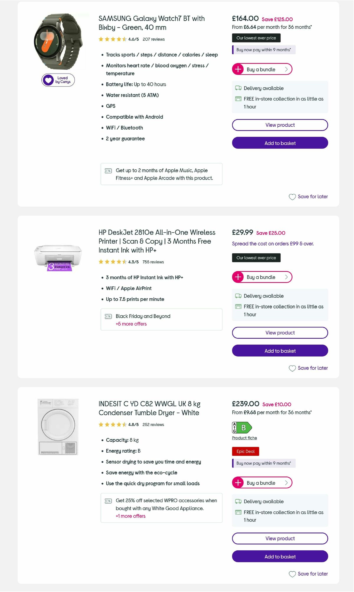 Currys Offers from 24 November
