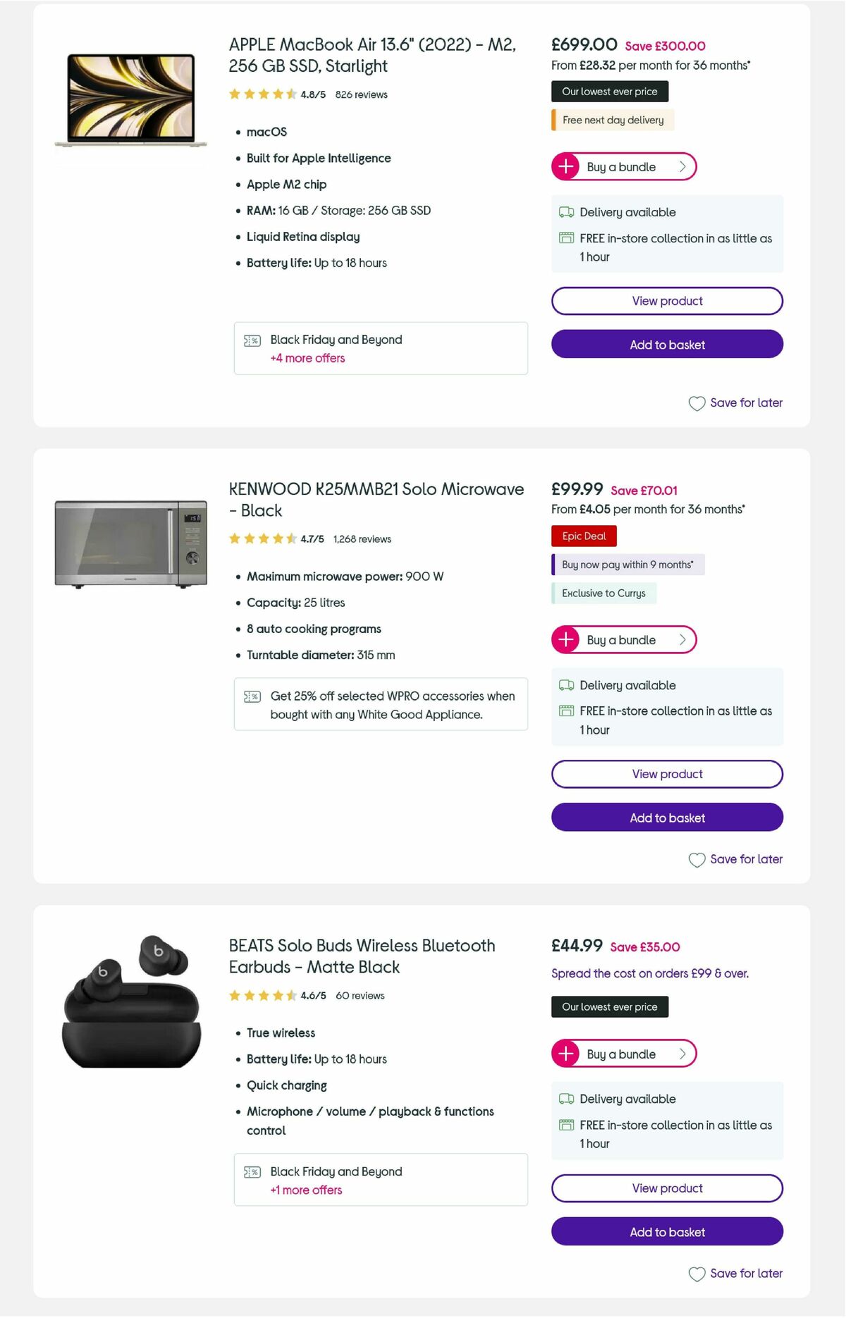 Currys Offers from 24 November