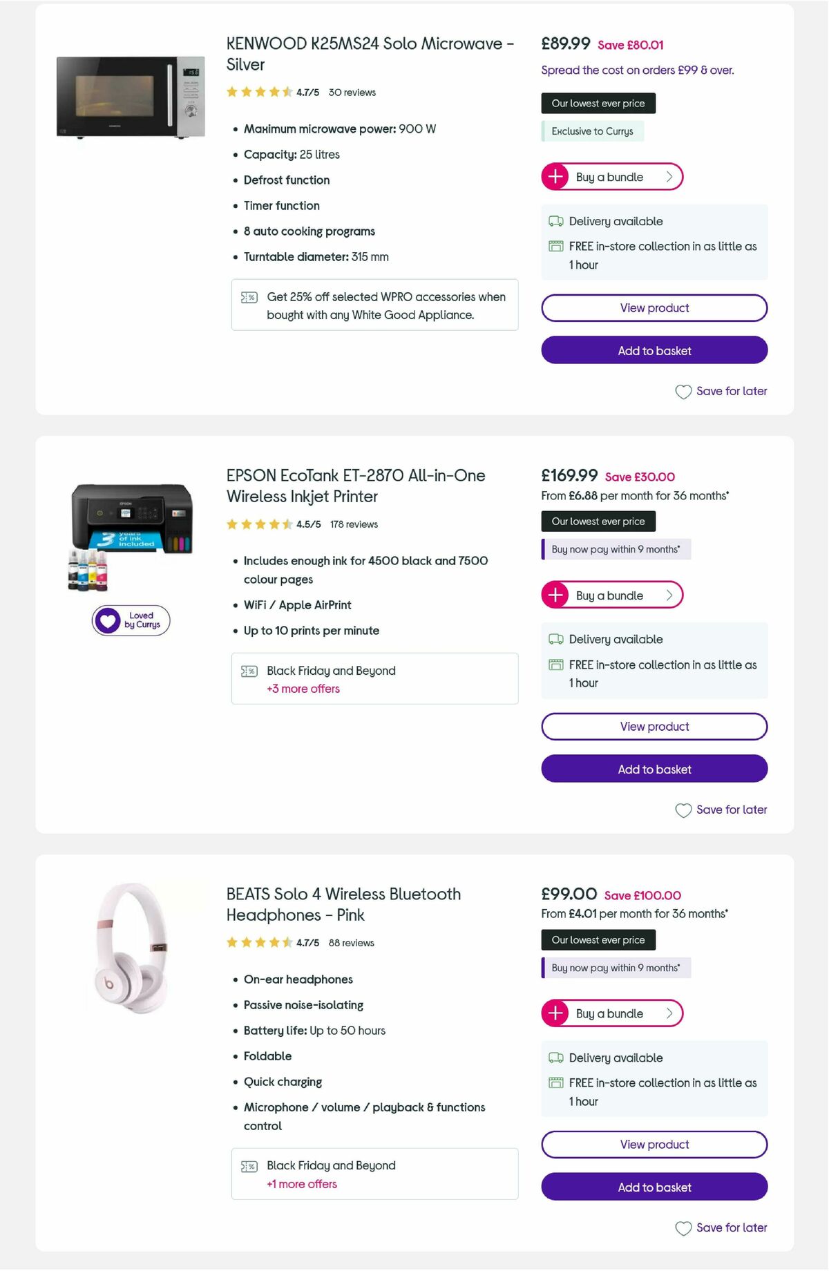 Currys Offers from 24 November