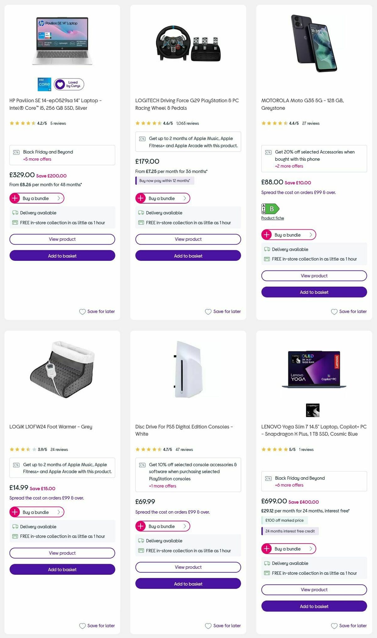 Currys Offers from 3 December