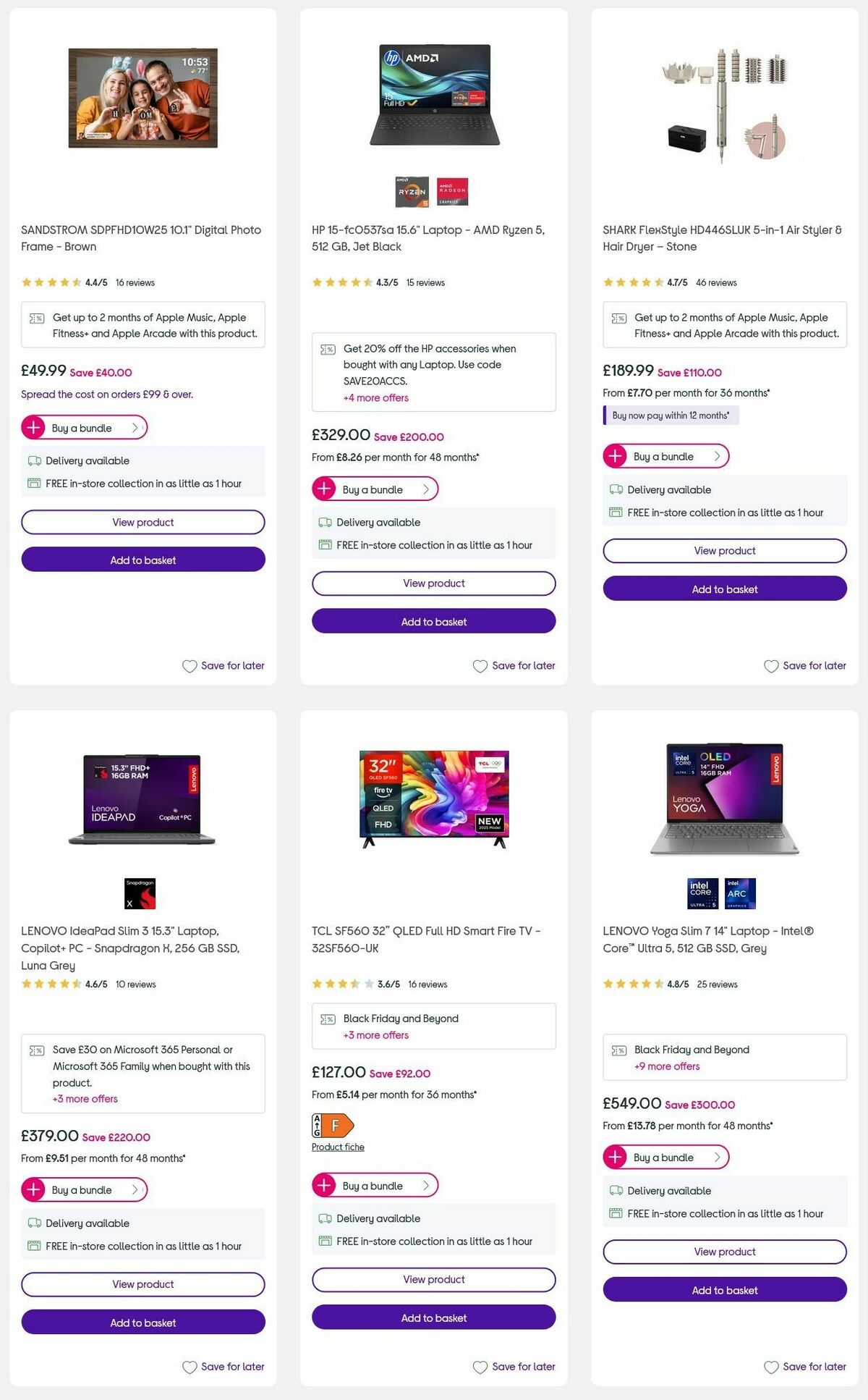 Currys Offers from 3 December