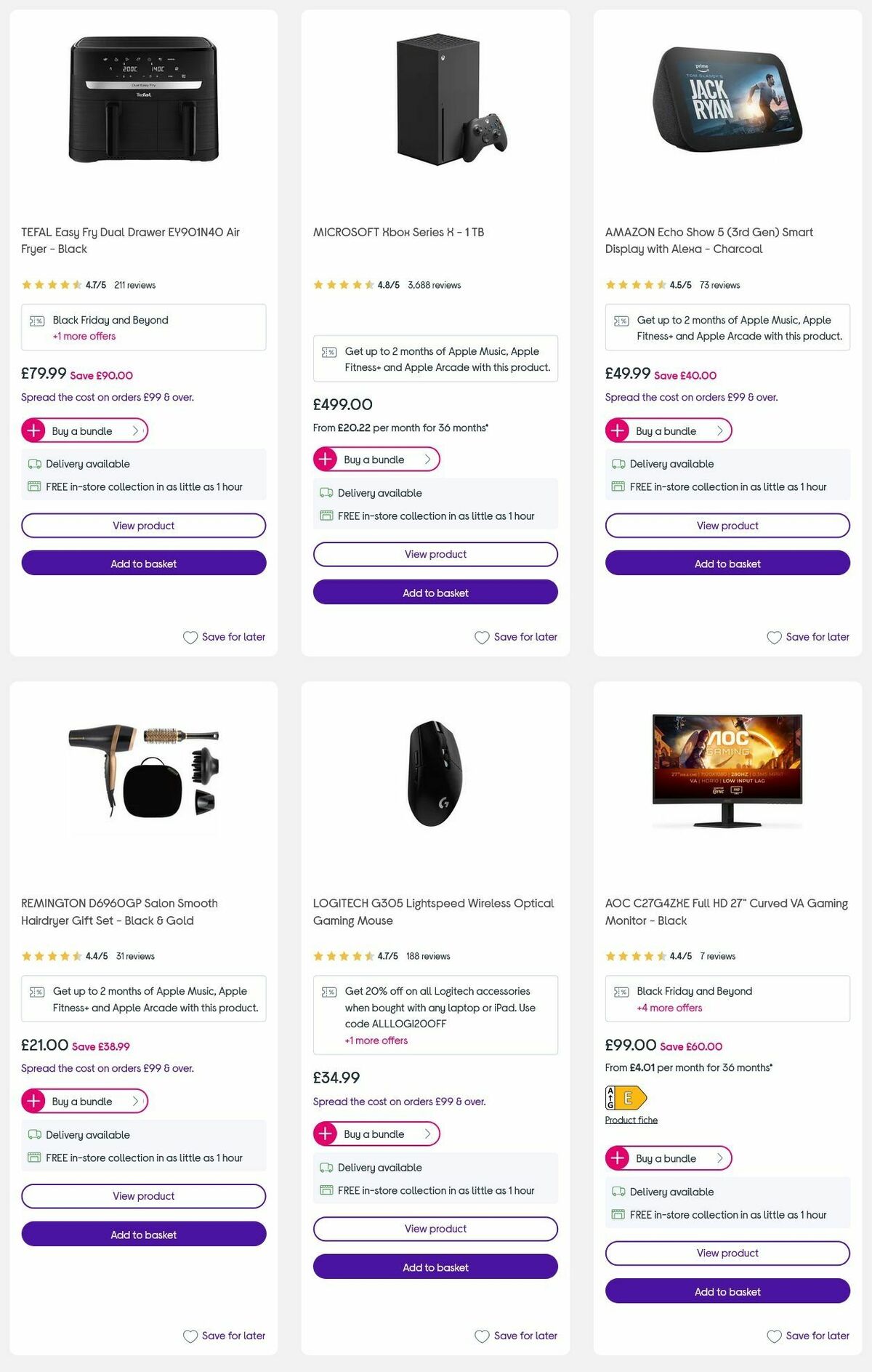 Currys Offers from 3 December