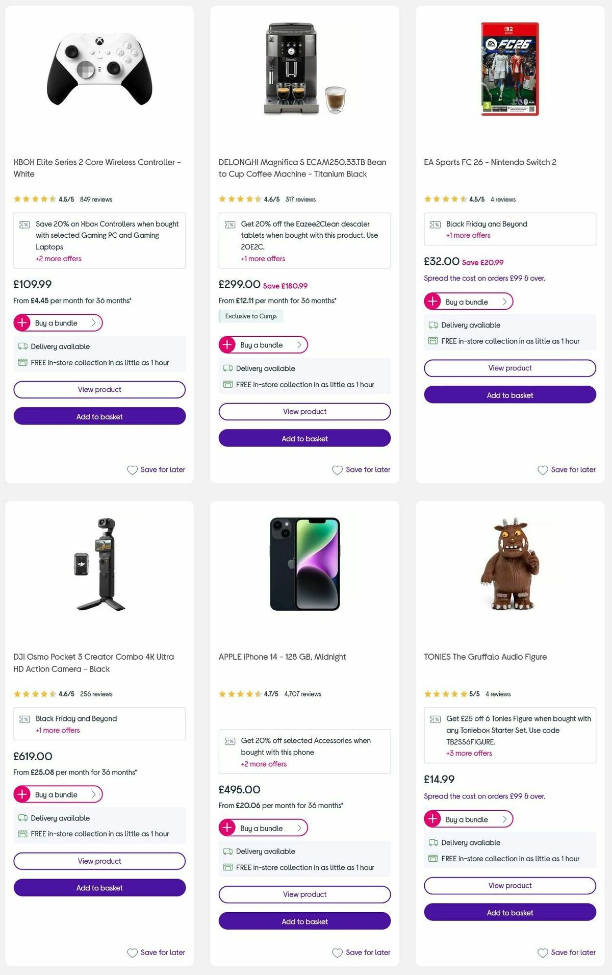 Currys Offers from 3 December