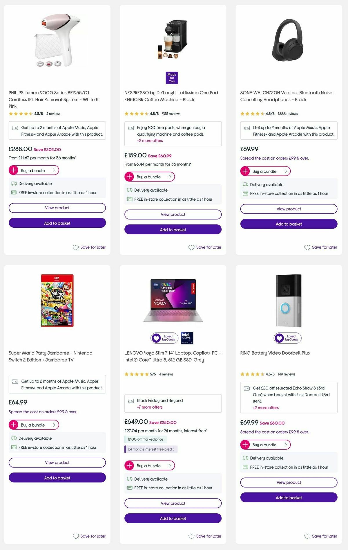 Currys Offers from 3 December