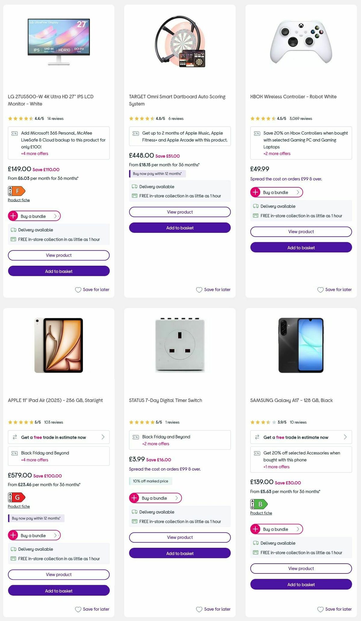Currys Offers from 3 December