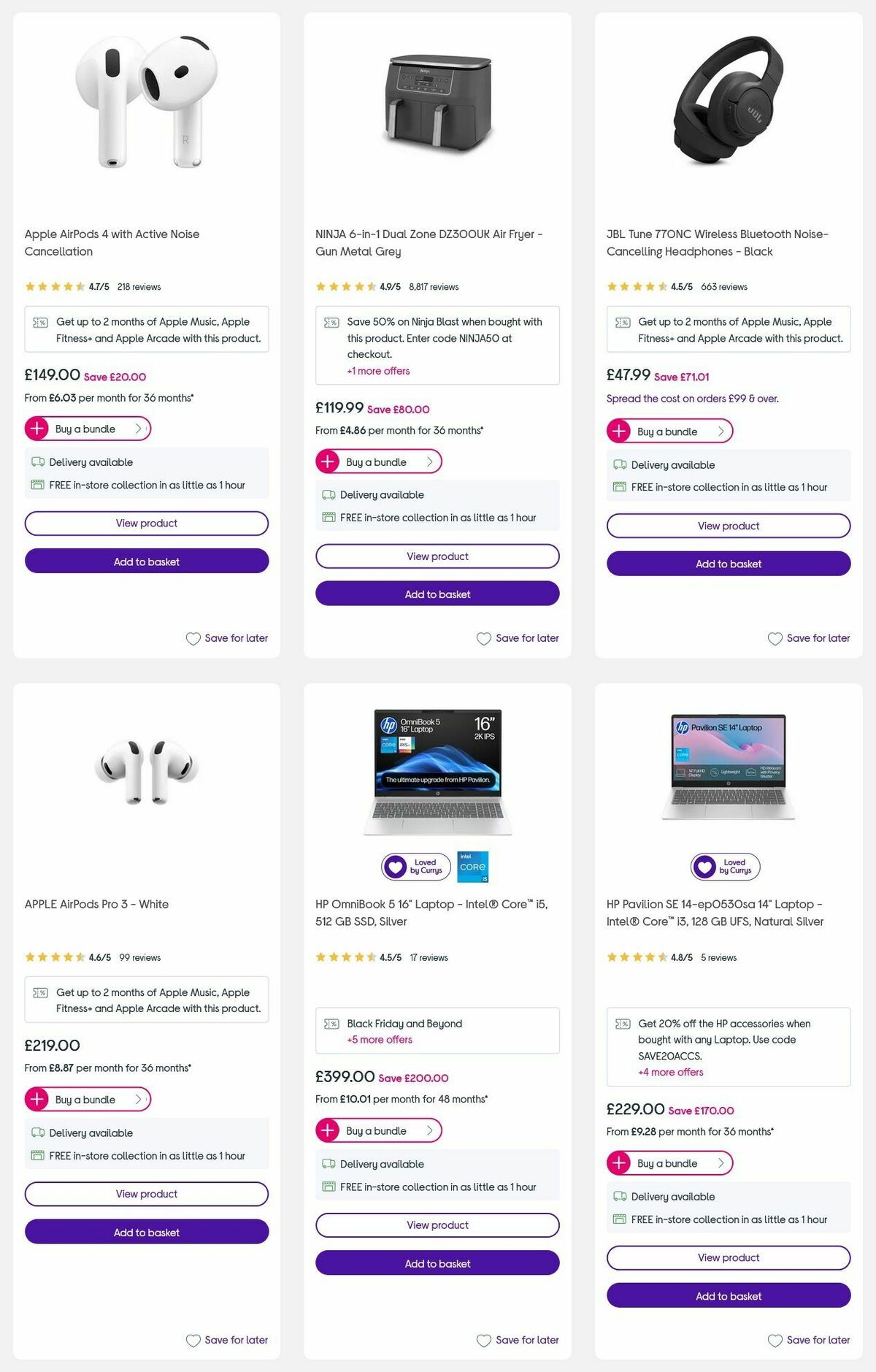 Currys Offers from 3 December