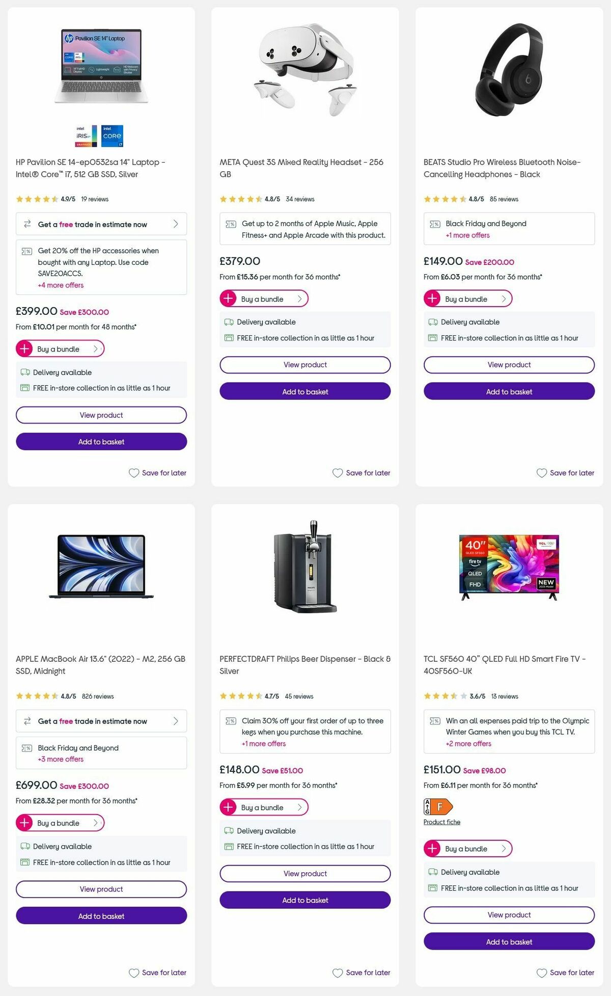 Currys Offers from 3 December